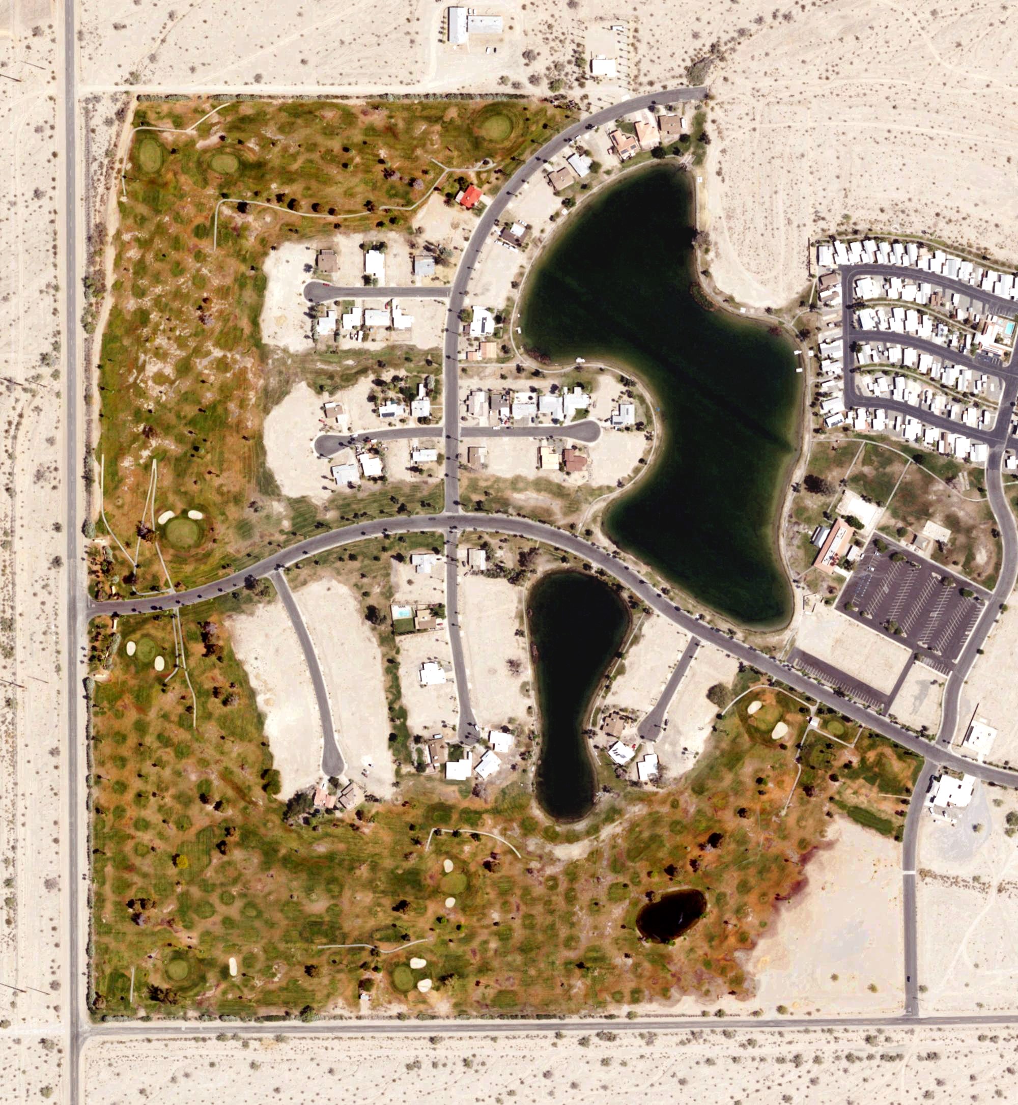 Aerial view of Lake Tamarisk Golf Course, CA
