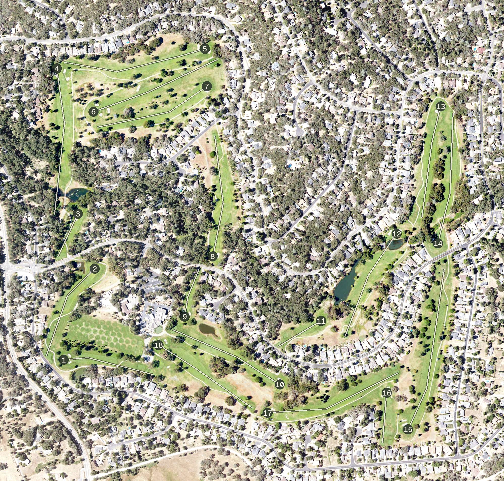 Aerial view of Lake Wildwood Golf Course, CA