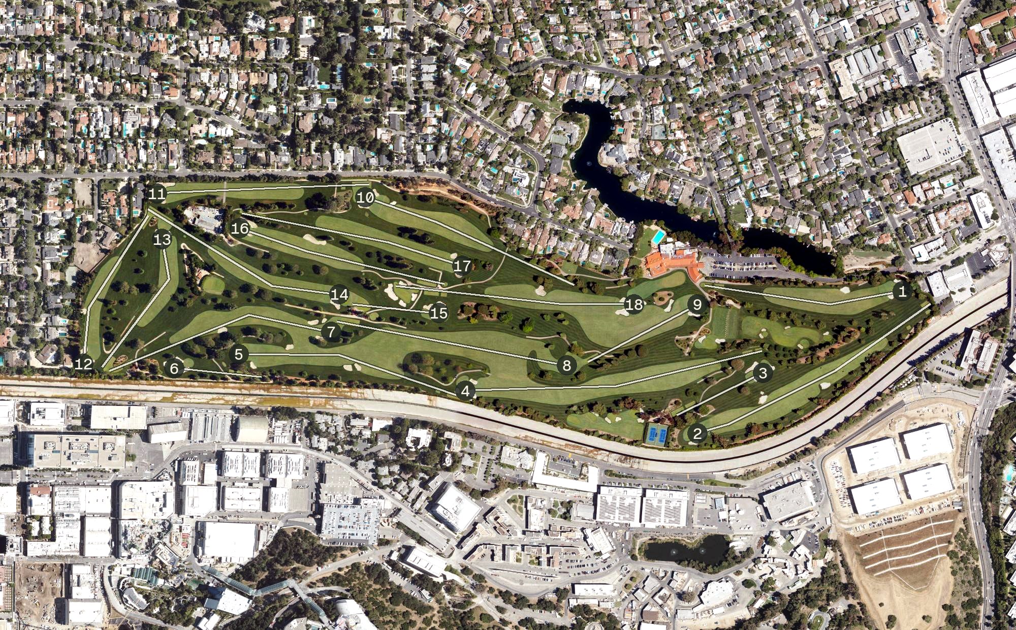Aerial view of Lakeside Golf Club, CA