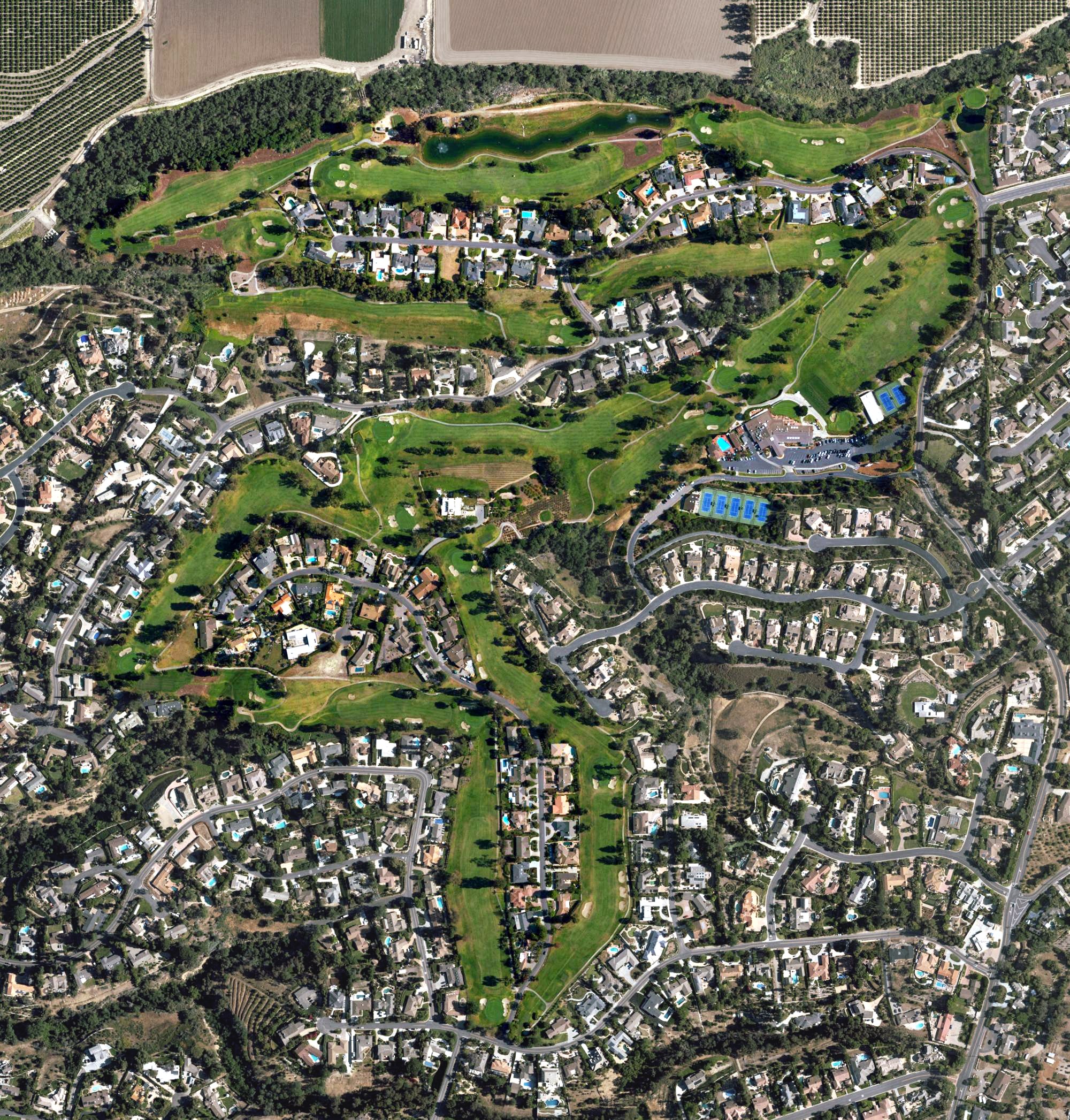 Aerial view of Las Posas Country Club, CA