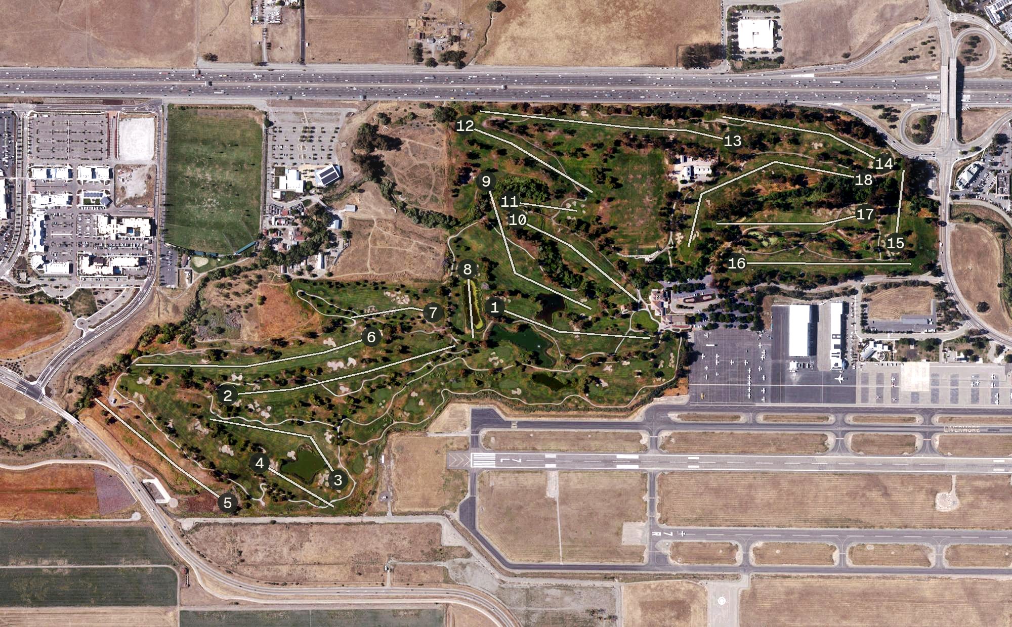 Aerial view of Las Positas Golf Course, CA