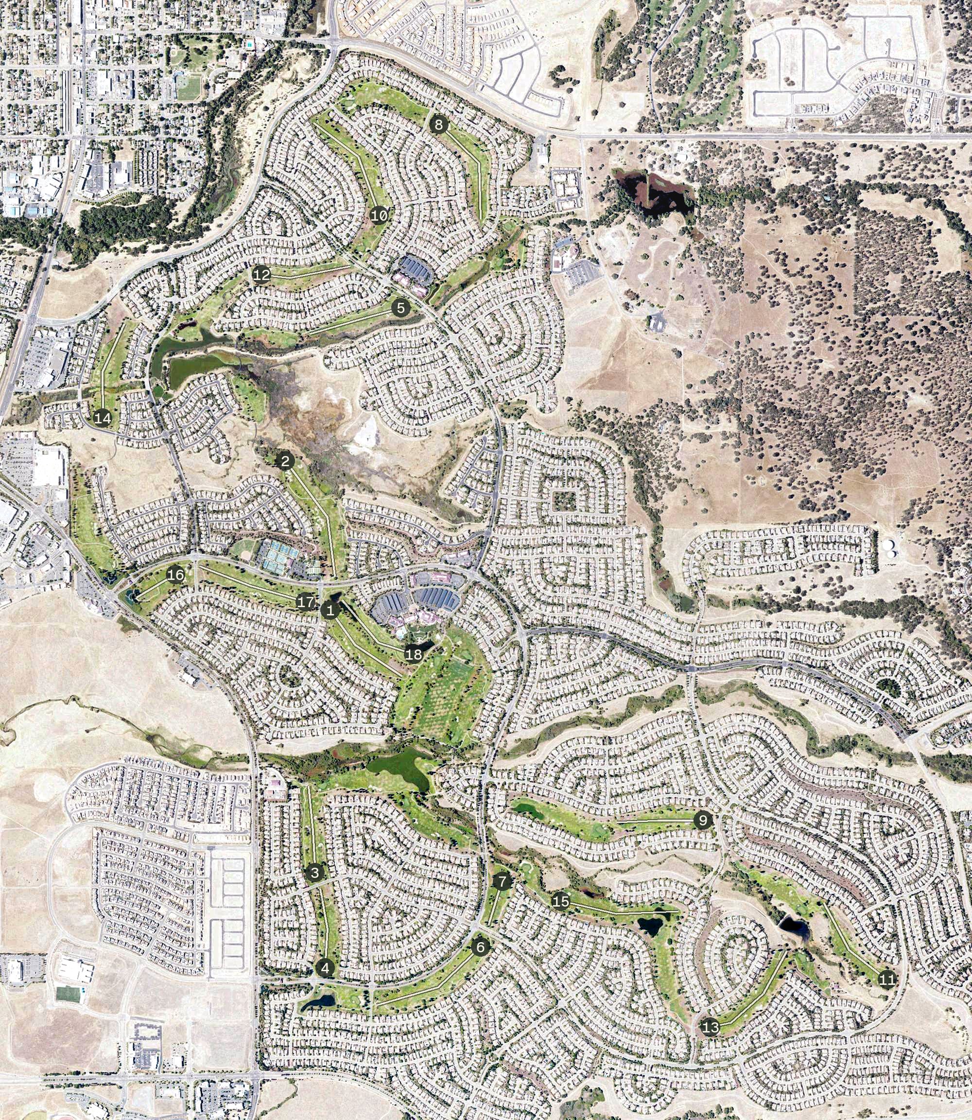 Aerial view of Lincoln Hills Golf Club, CA