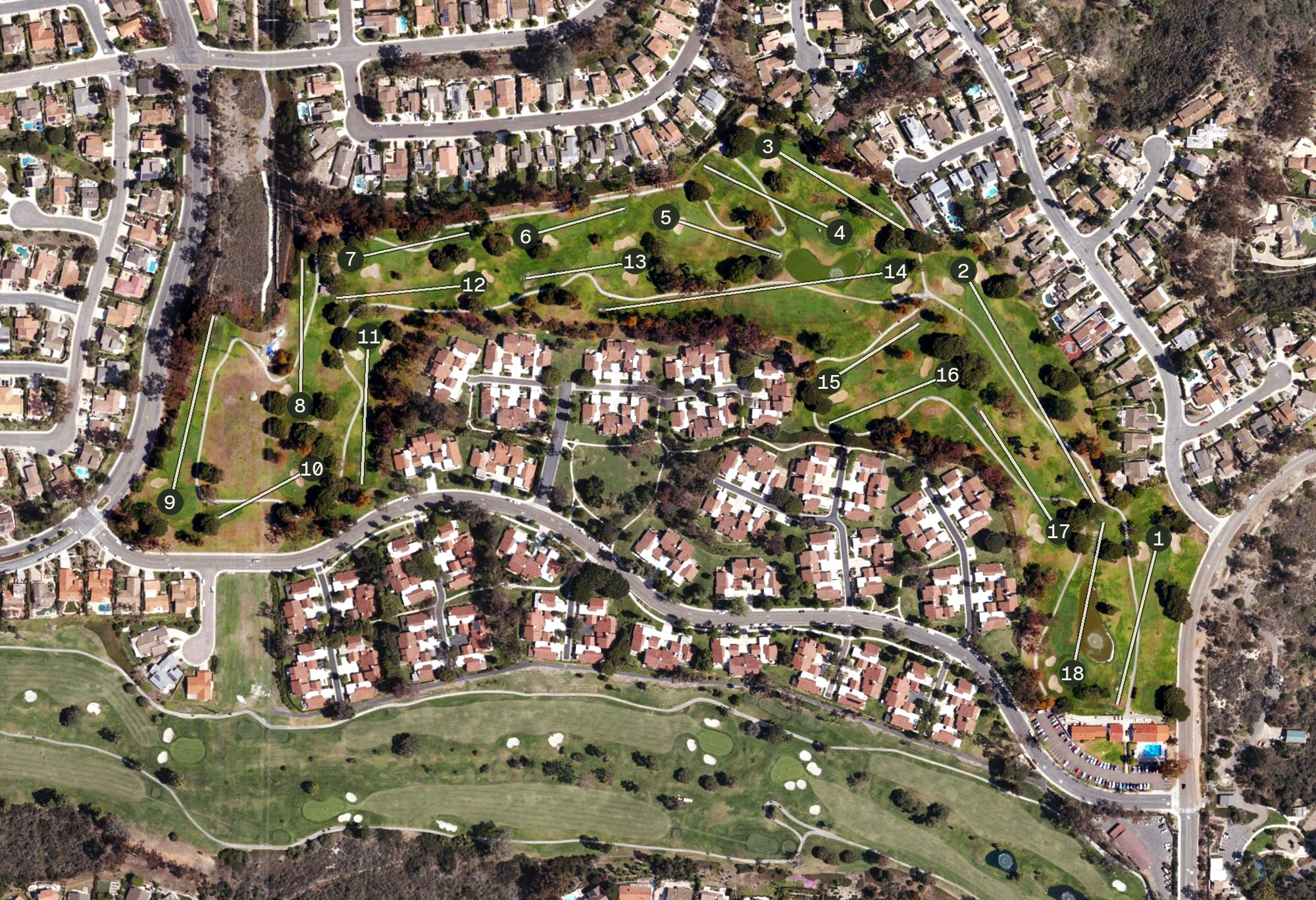 Aerial view of Lomas Santa Fe Executive Golf Course, CA
