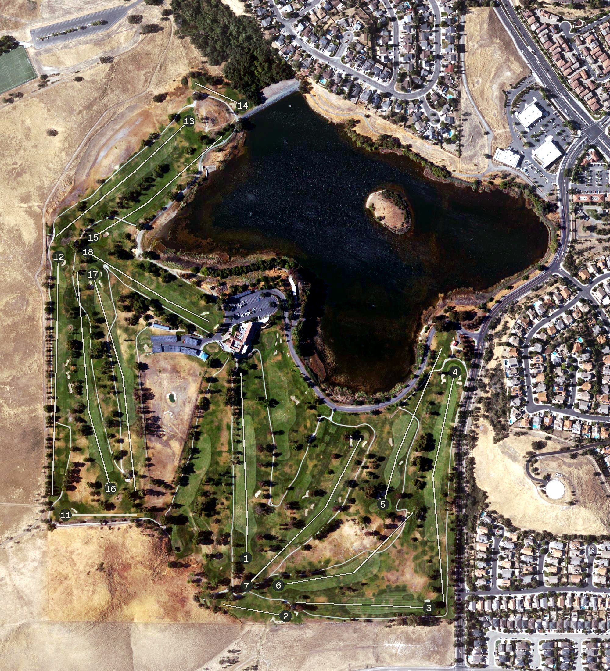 Aerial view of Lone Tree Golf Course, CA