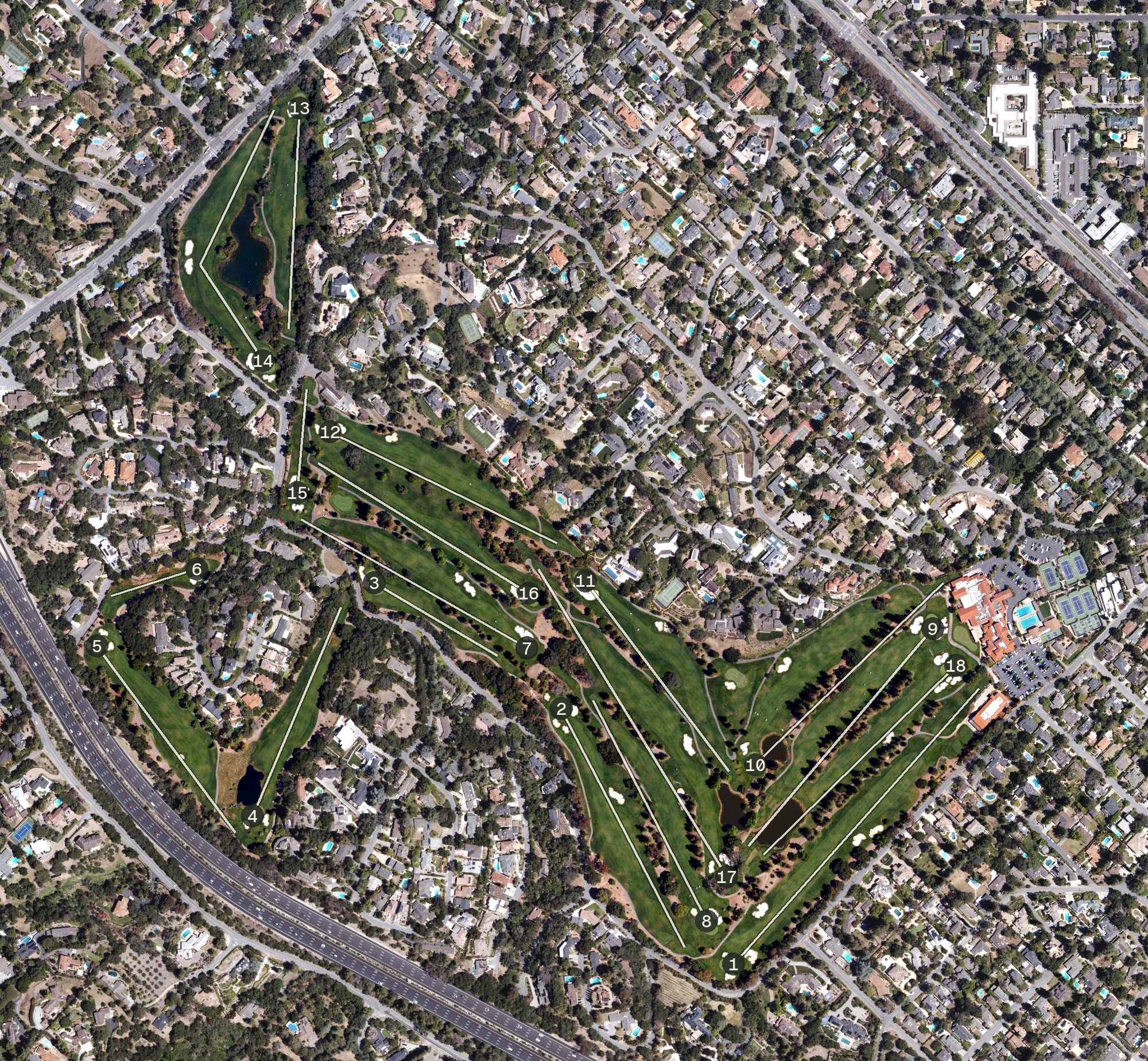Aerial view of Los Altos Golf & Country Club, CA