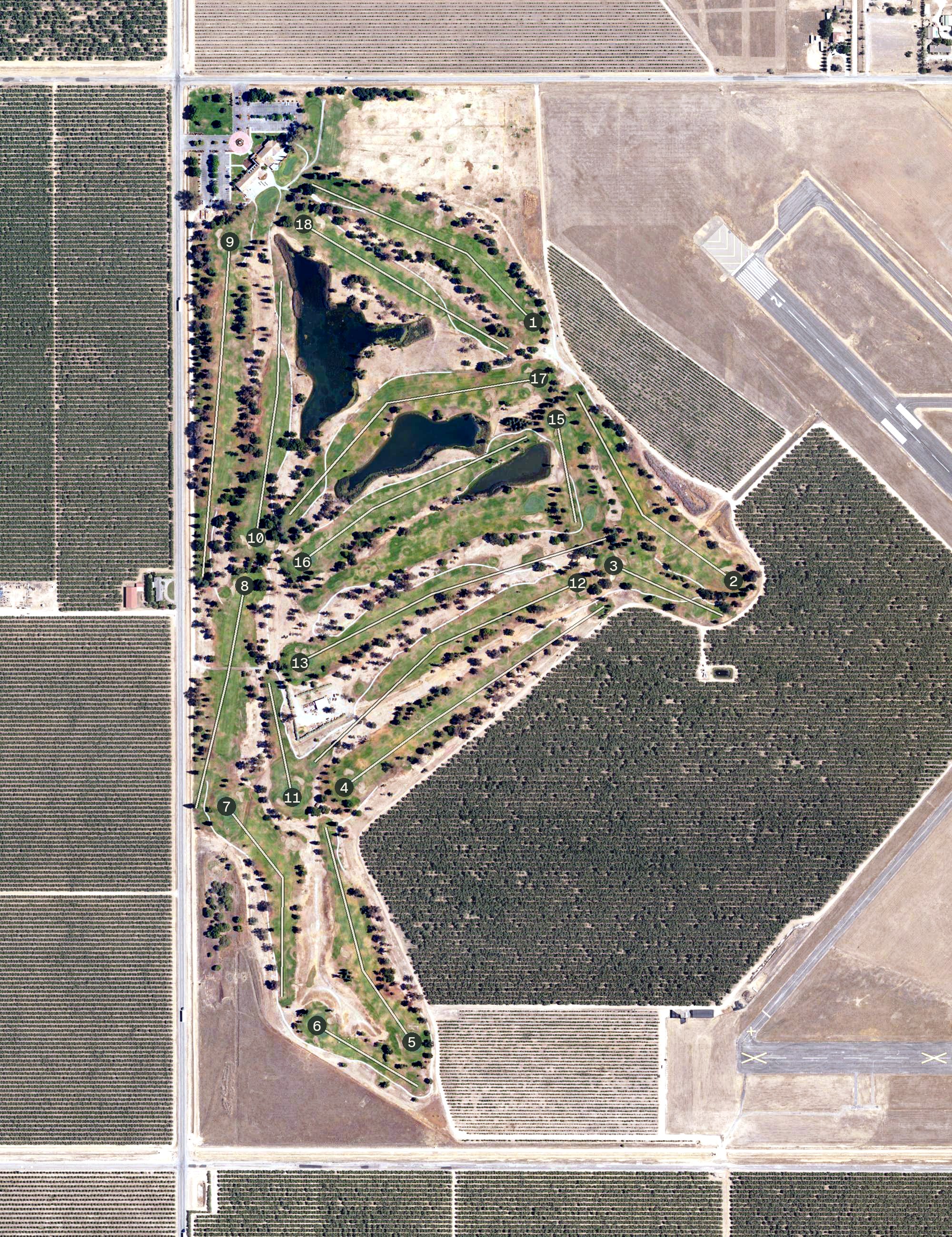 Aerial view of Madera Municipal Golf Course, CA