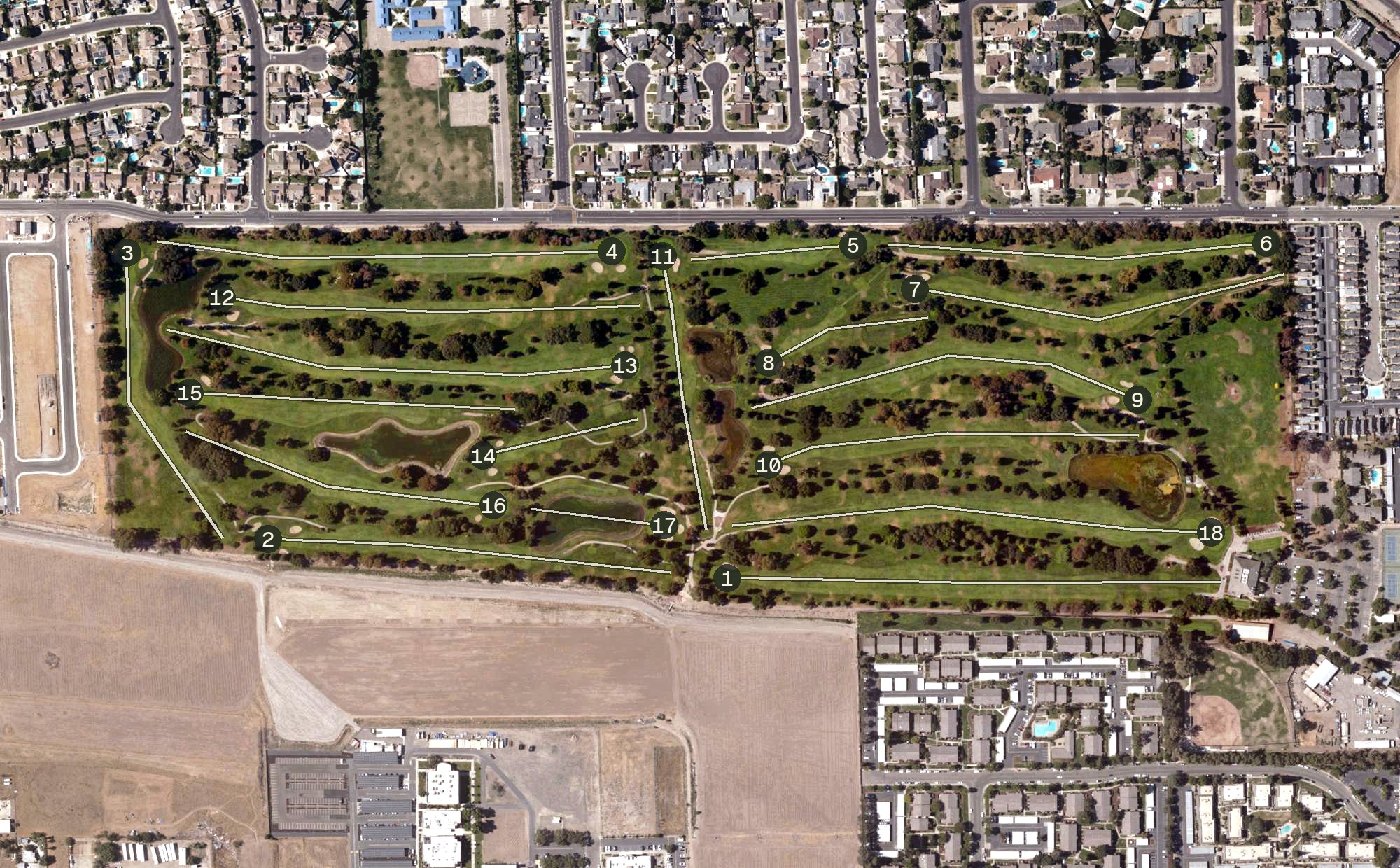 Aerial view of Manteca Park Golf Course, CA