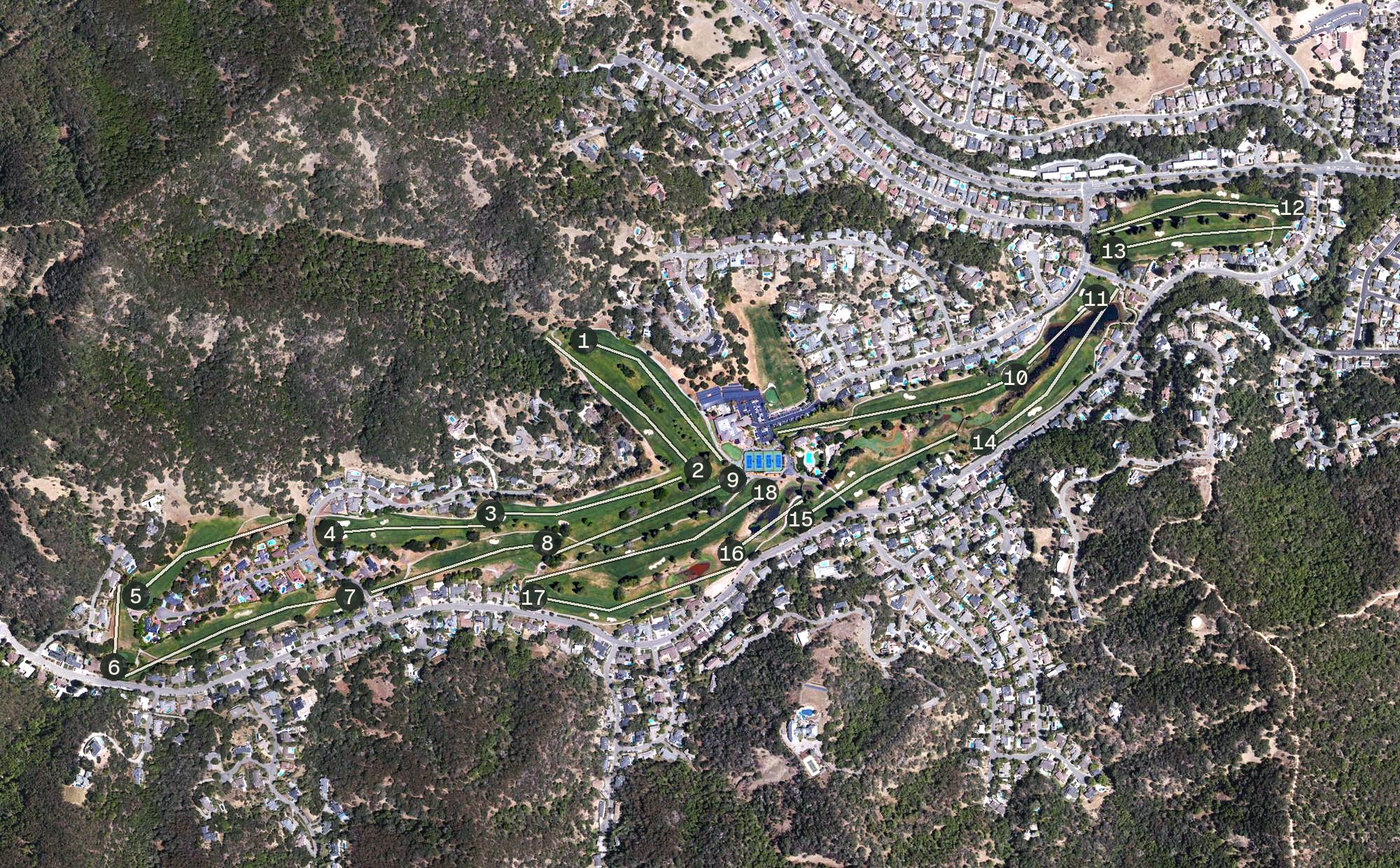 Aerial view of Marin Country Club, CA