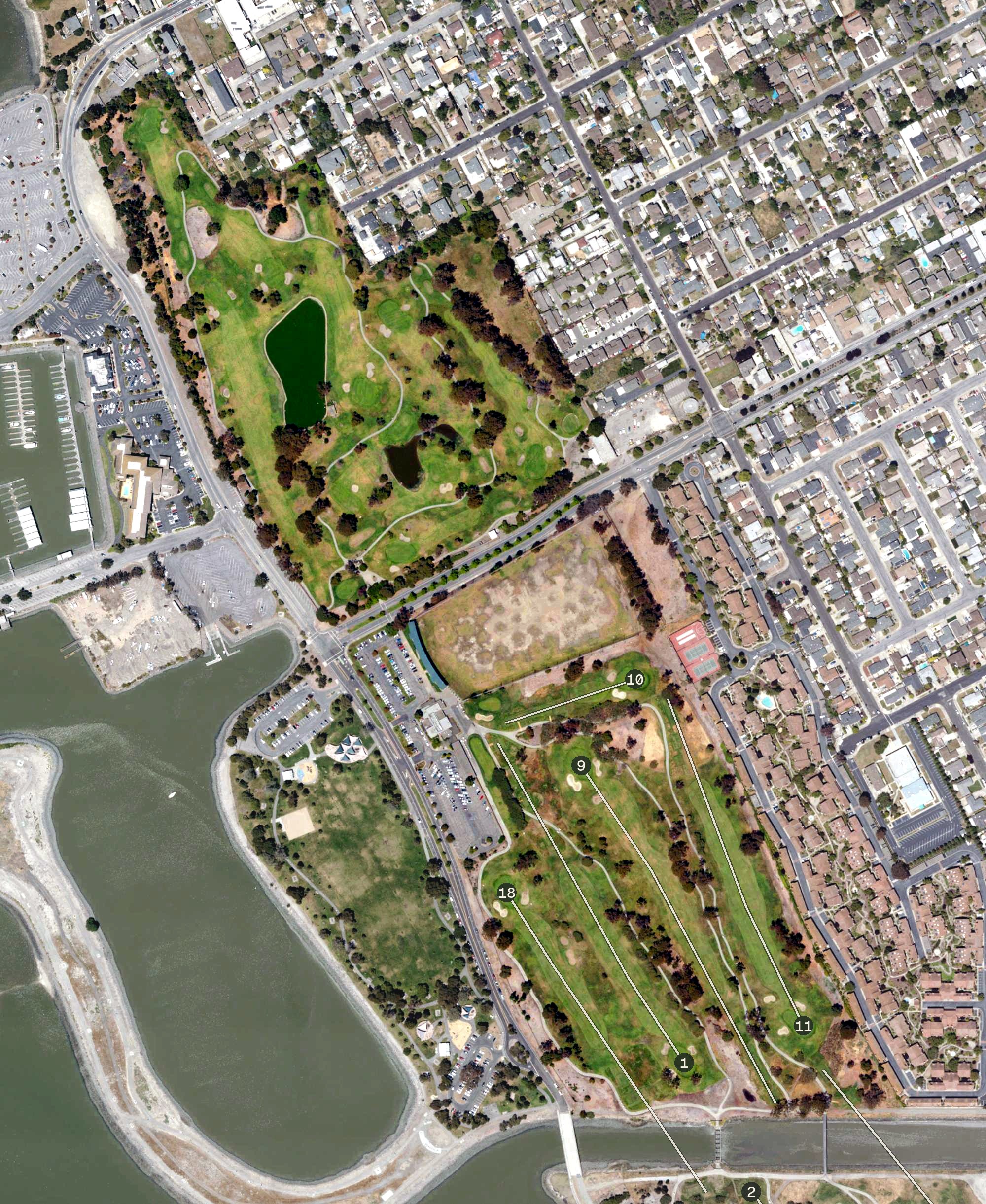 Aerial view of Marina Golf Course, CA