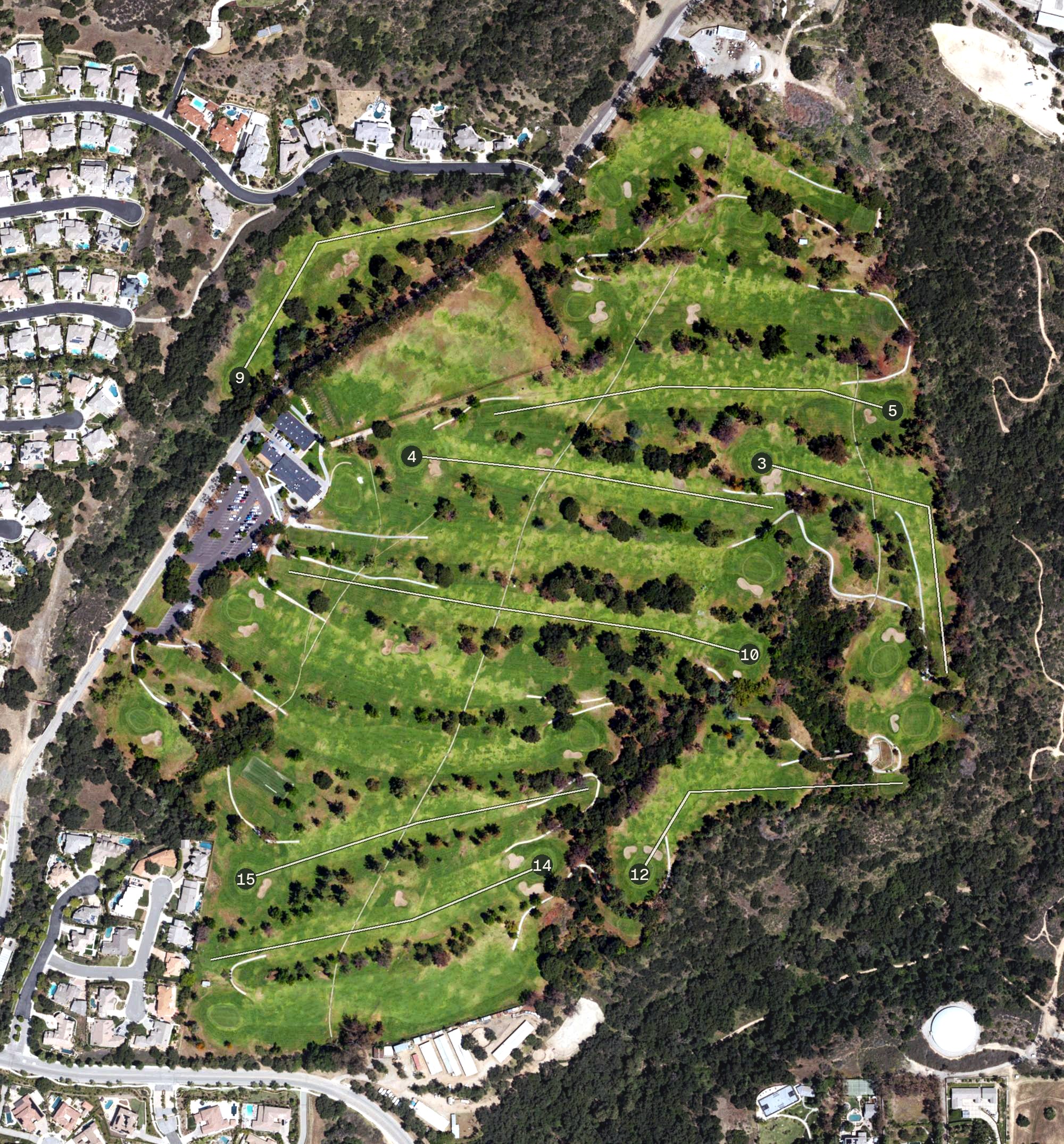 Aerial view of Marshall Canyon Golf Course, CA