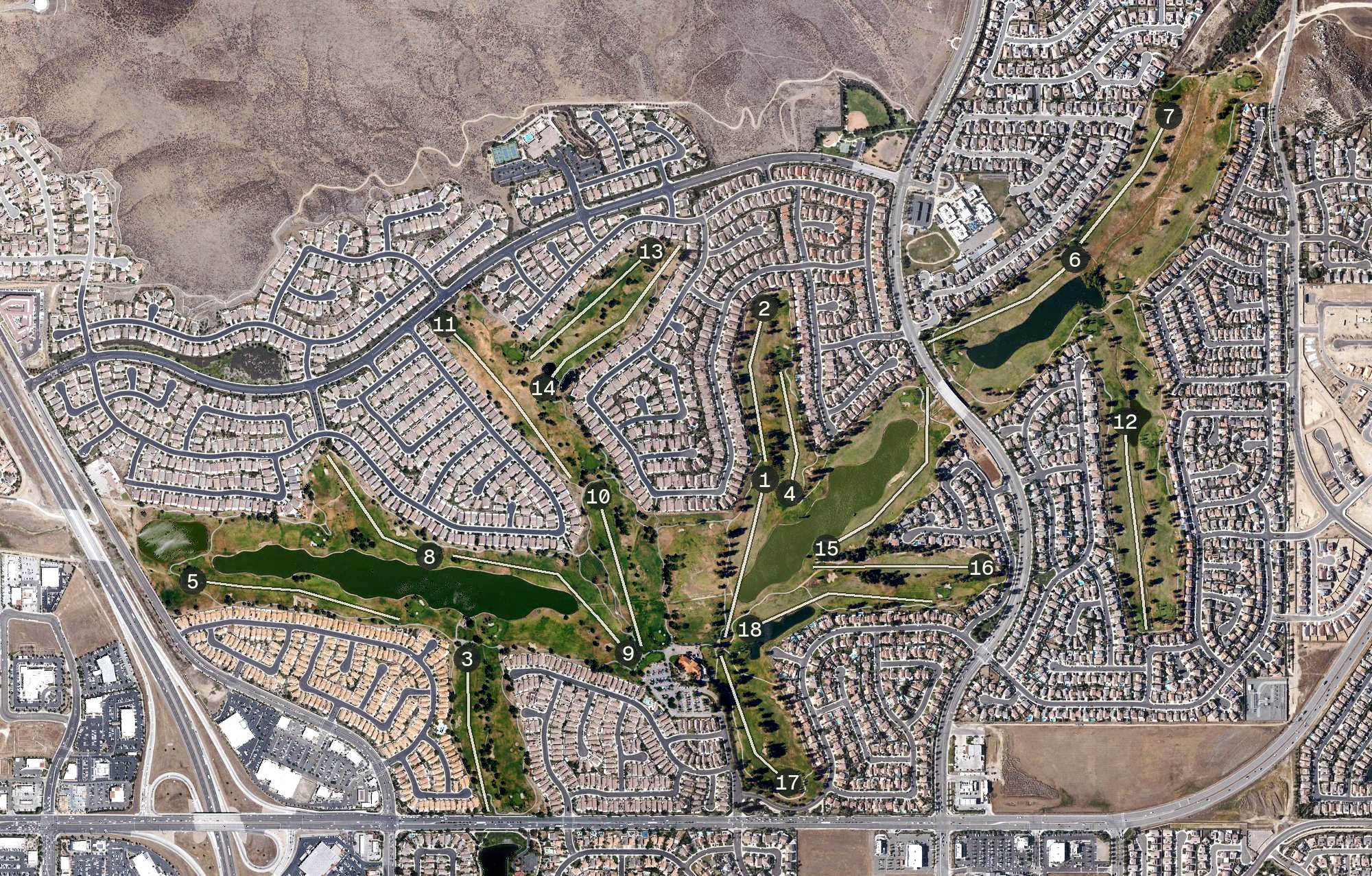 Aerial view of Menifee Lakes Country Club, CA