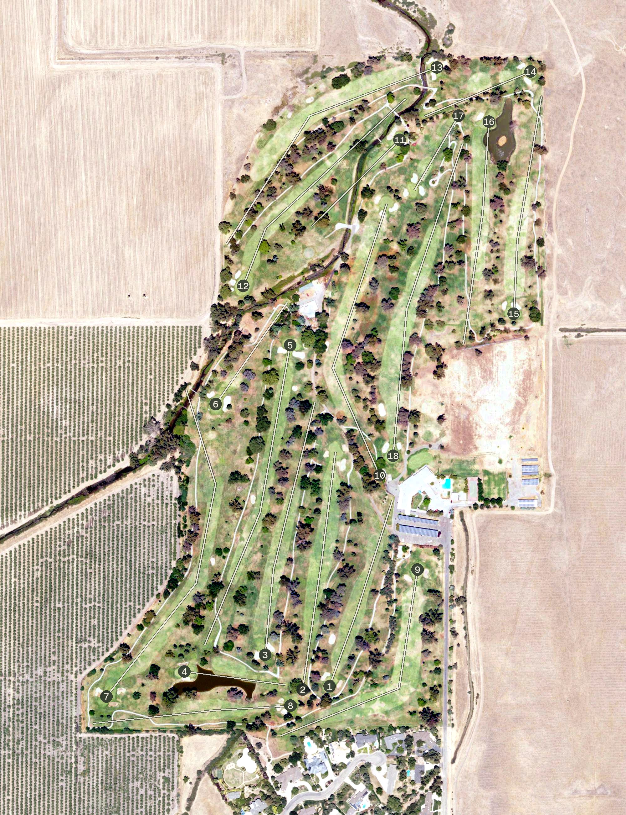 Aerial view of Merced Golf & Country Club, CA