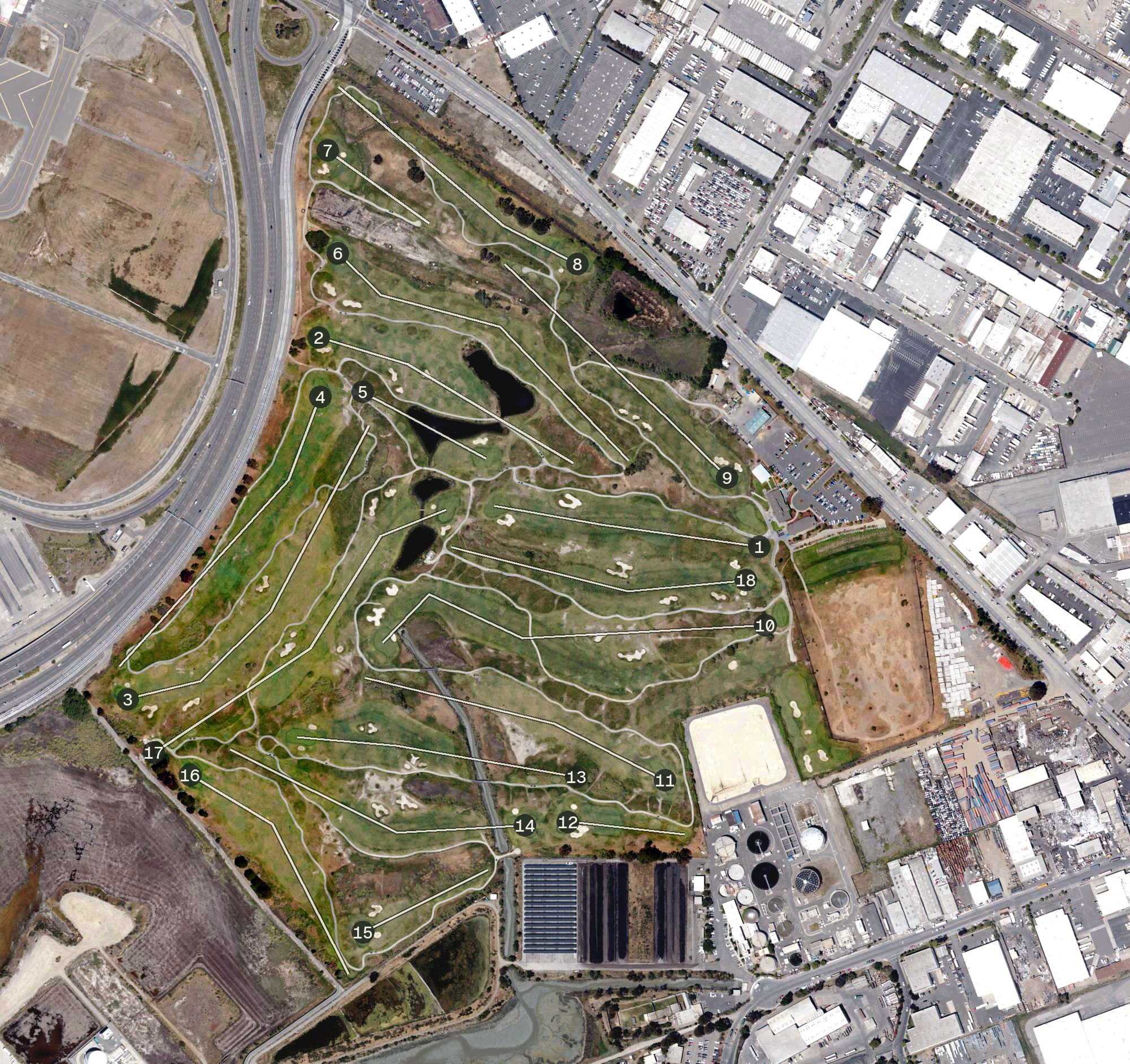 Aerial view of Metropolitan Golf Links, CA
