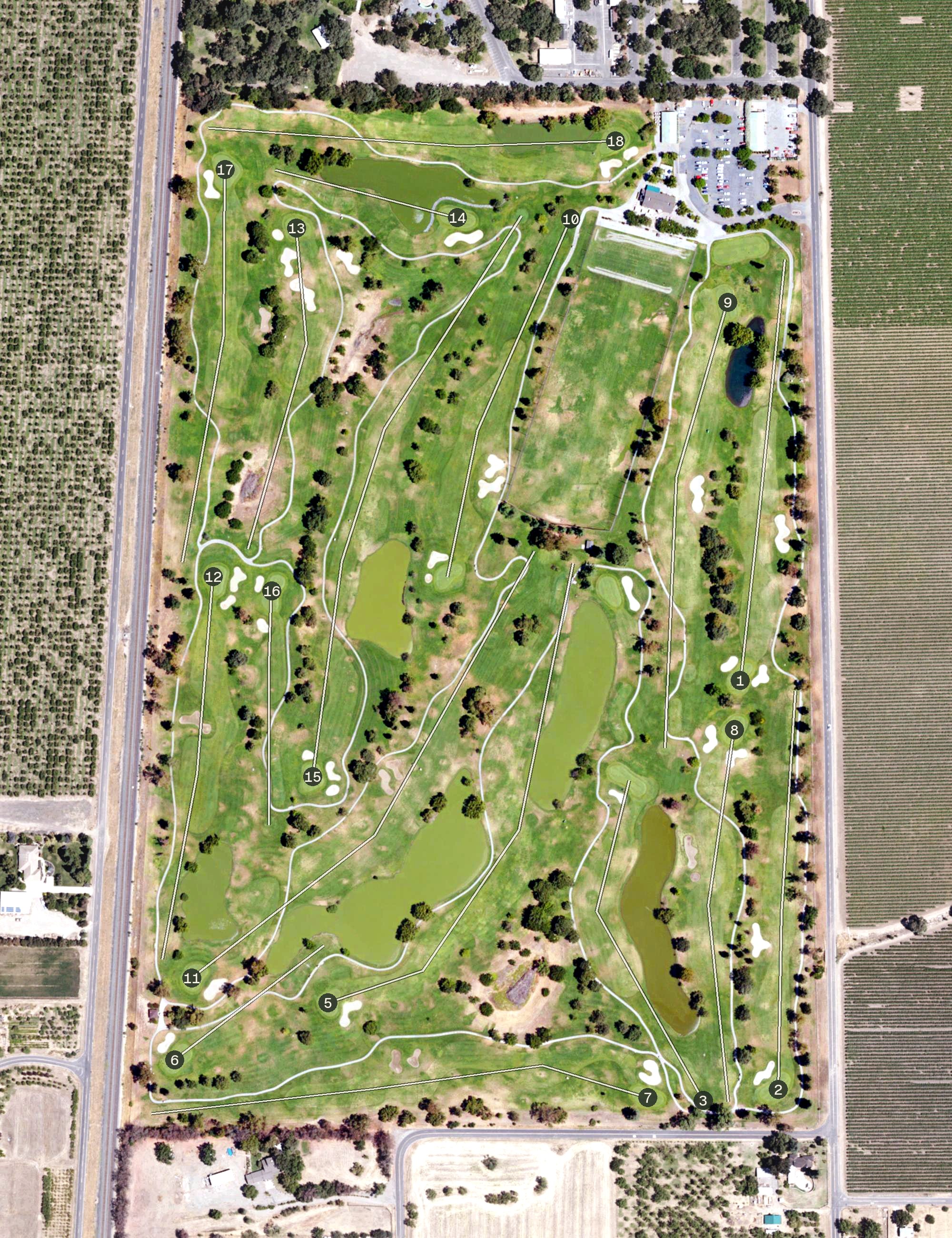 Aerial view of Micke Grove Golf Links, CA