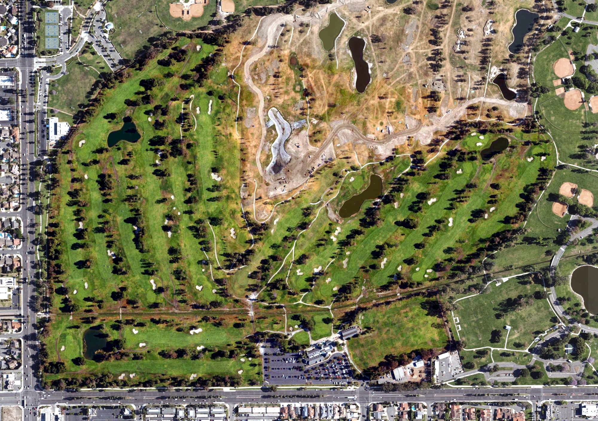 Aerial view of Mile Square Golf Course, CA