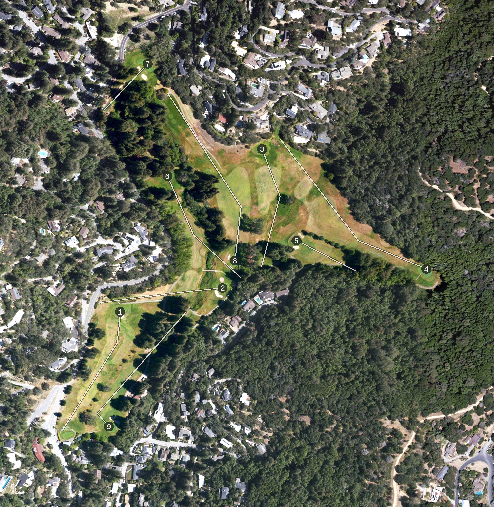 Aerial view of Mill Valley Golf Course, CA