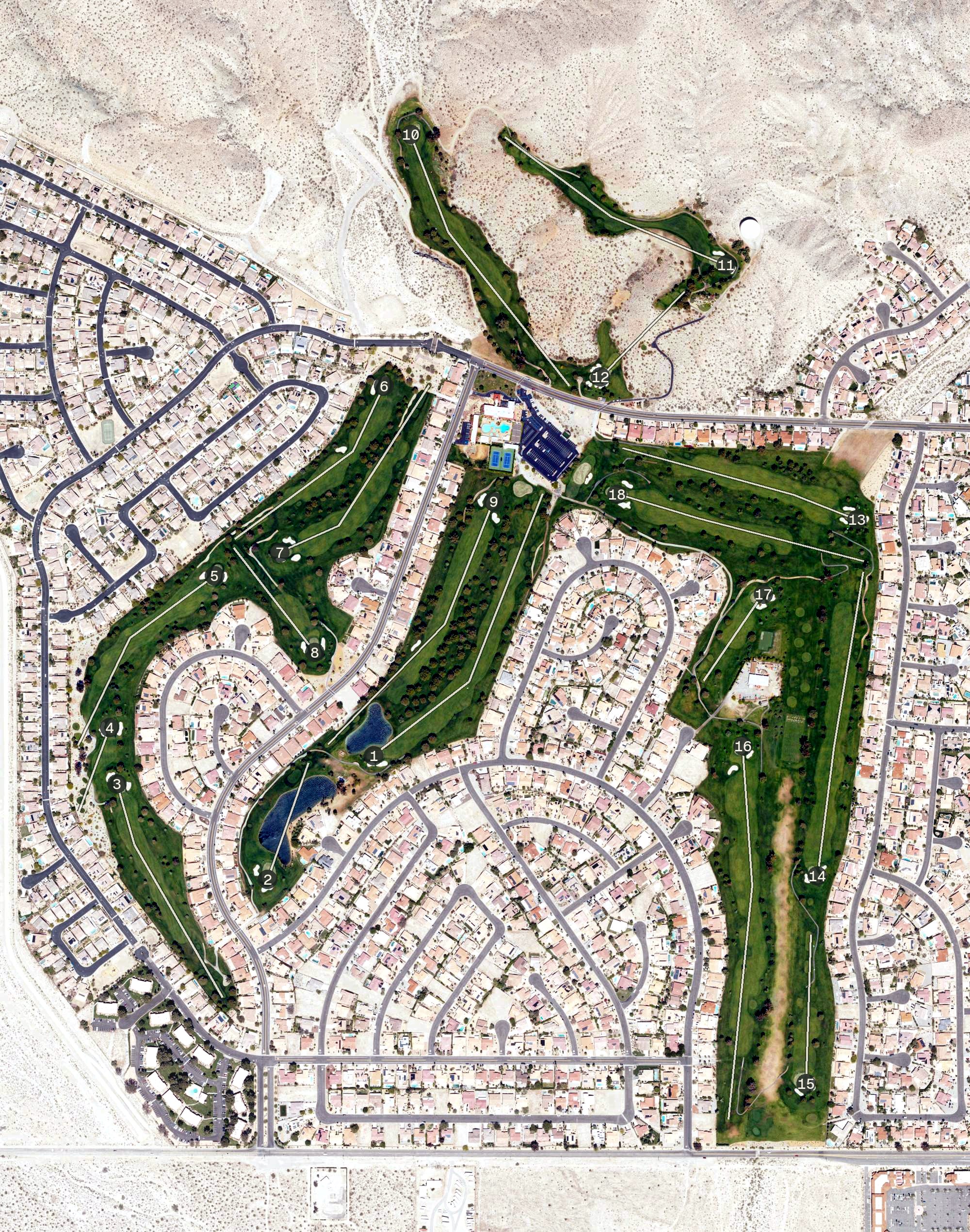 Aerial view of Mission Lakes Country Club, CA