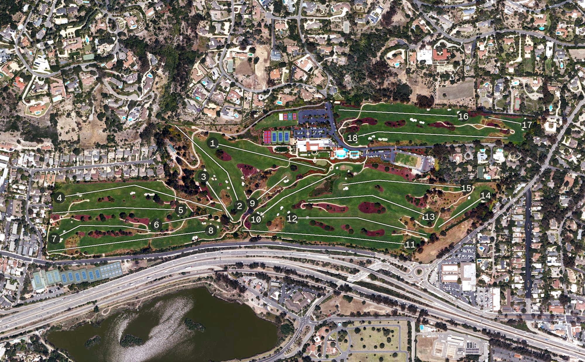 Aerial view of Montecito Country Club, CA