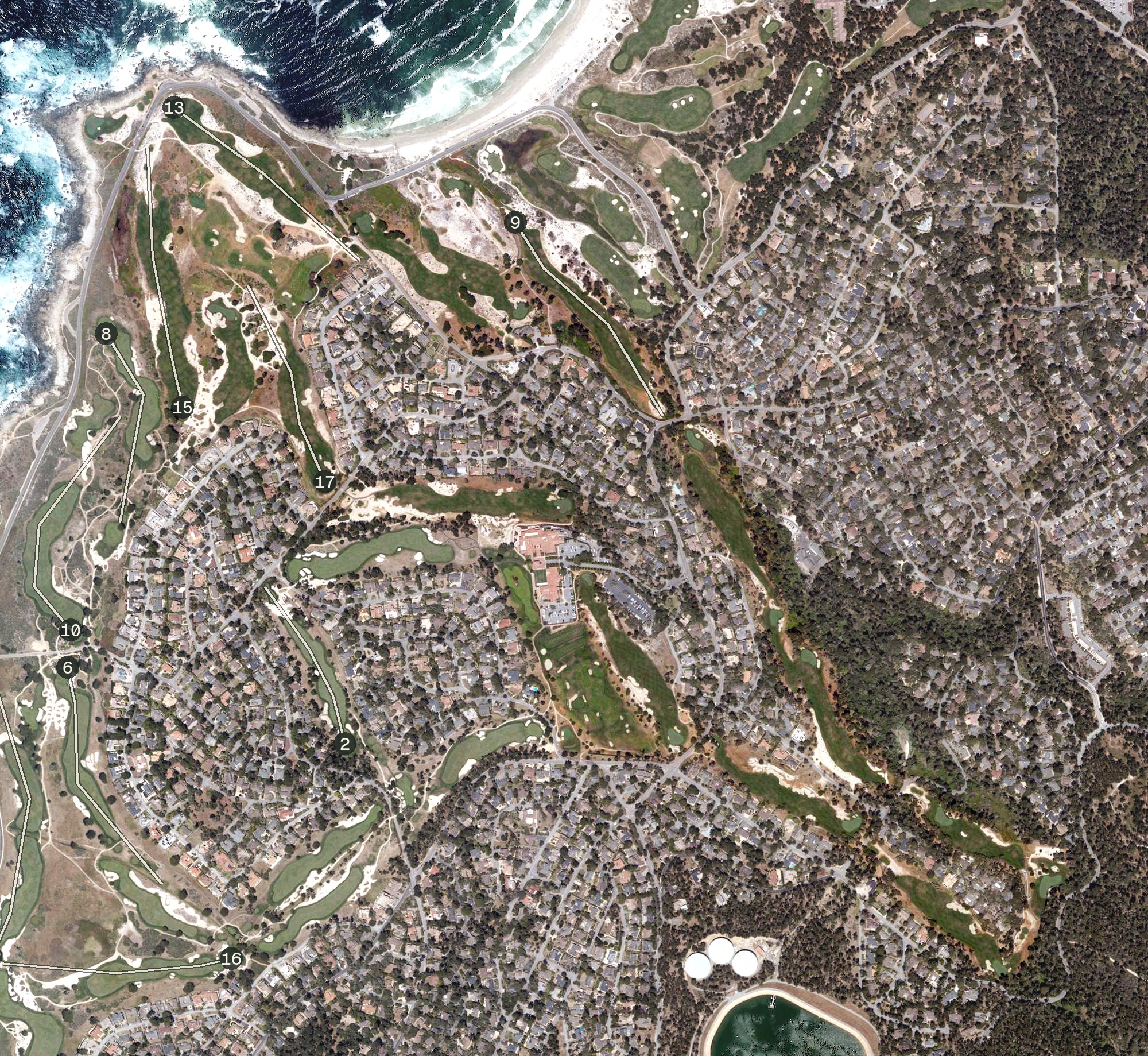 Aerial view of Monterey Peninsula Country Club - Dunes Course, CA