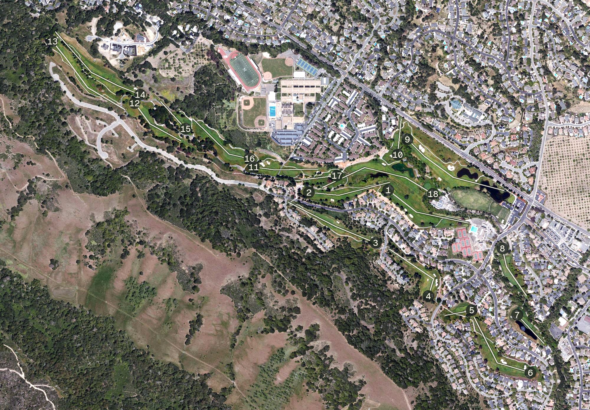 Aerial view of Moraga Country Club, CA