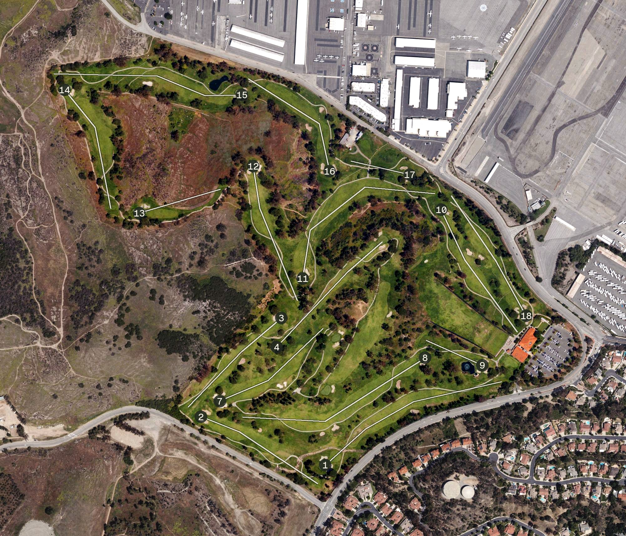 Aerial view of Mountain Meadows Golf Course, CA
