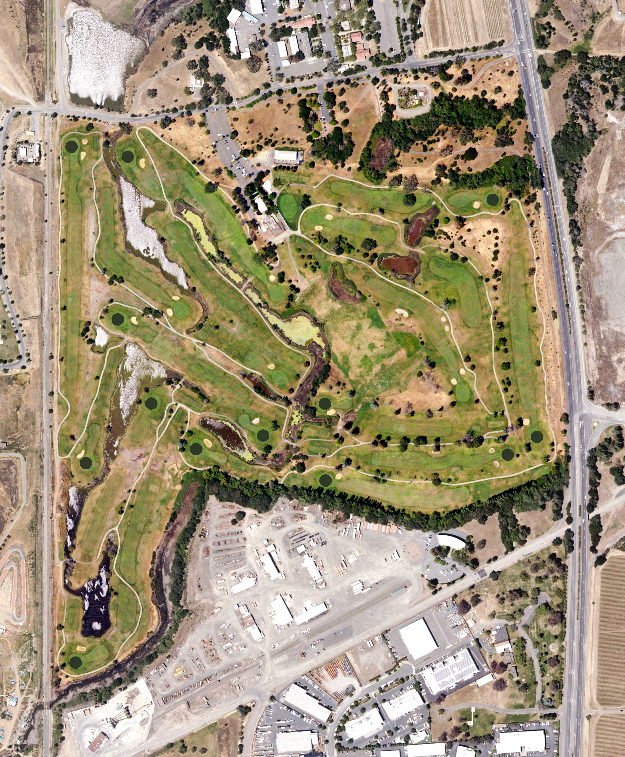 Aerial view of Napa Golf Course at Kennedy Park, CA