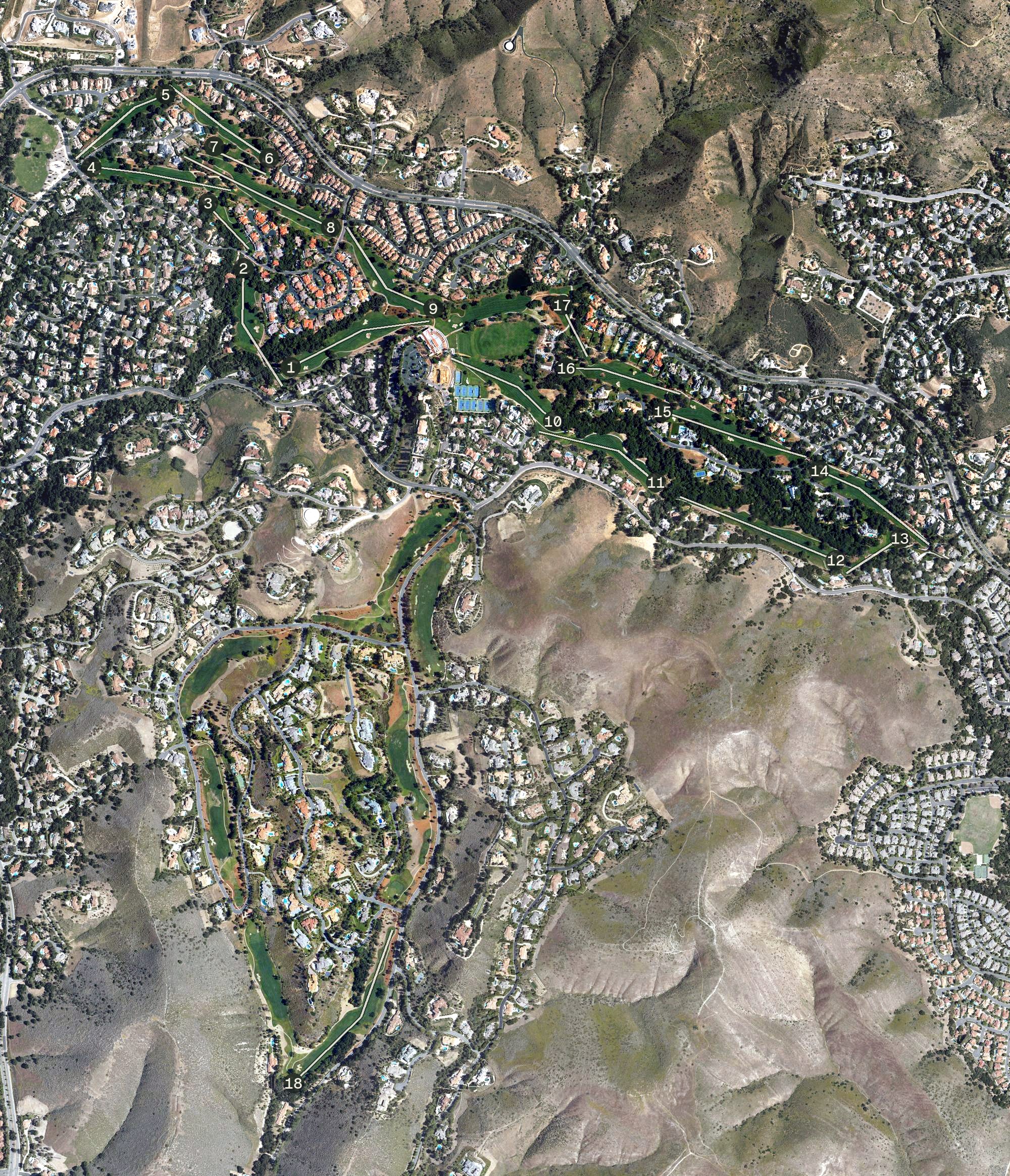 Aerial view of North Ranch Country Club, CA