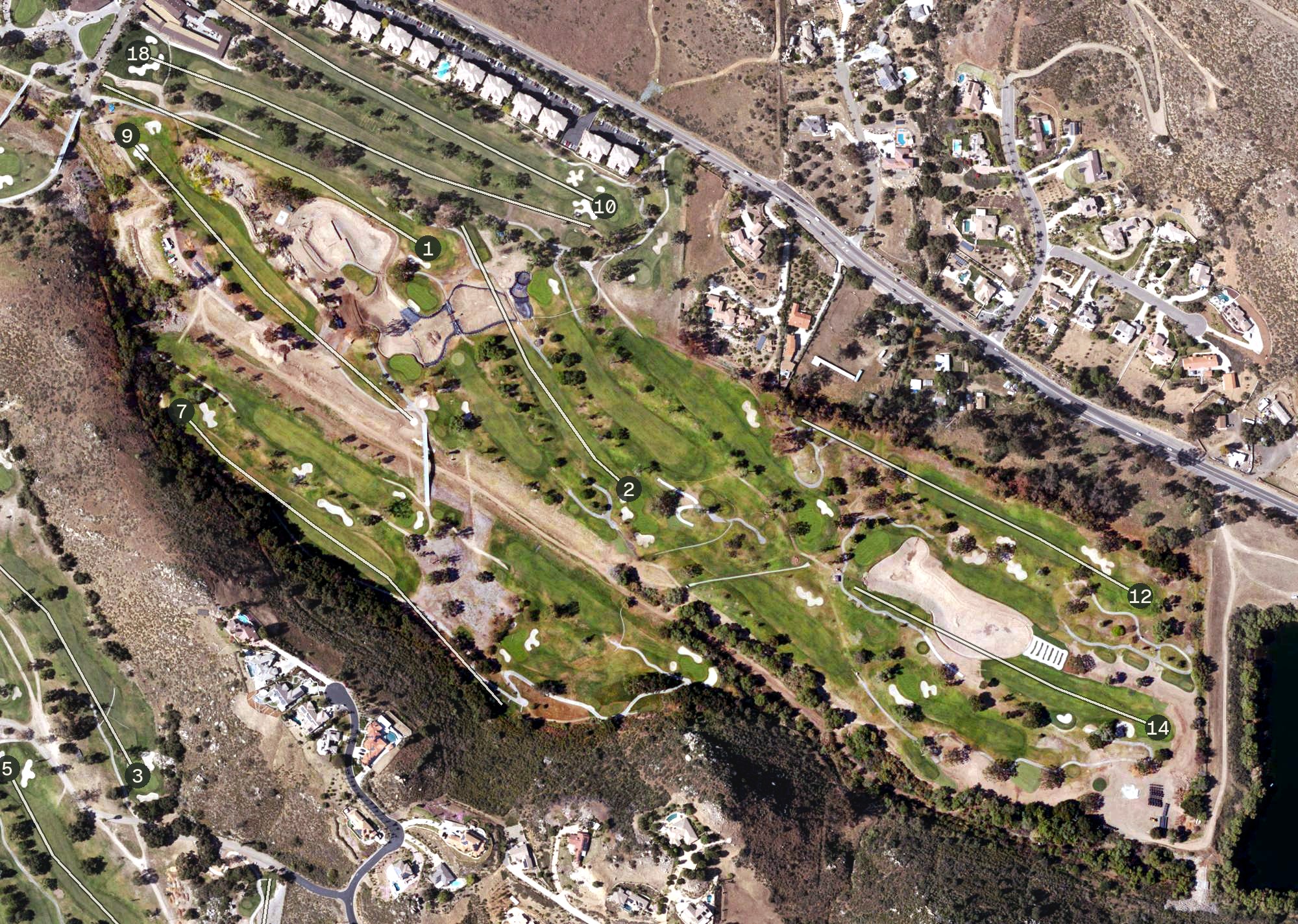 Aerial view of Oak Glen Golf Course, CA
