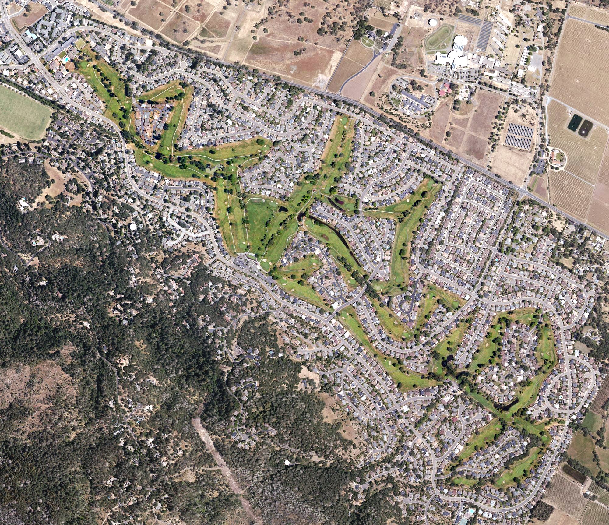 Aerial view of Oakmont Golf Club, CA