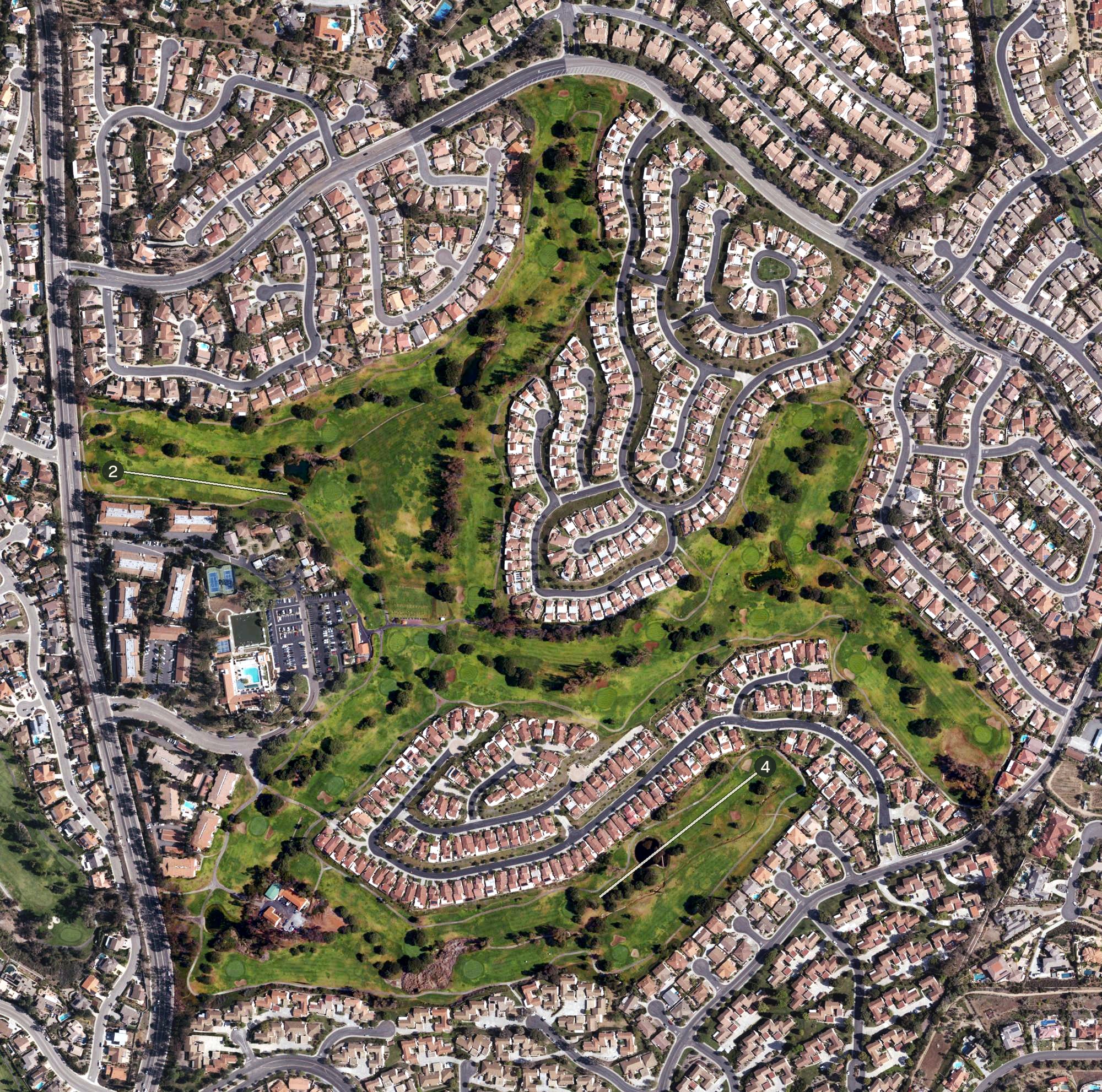 Aerial view of Oaks North Golf Course, CA