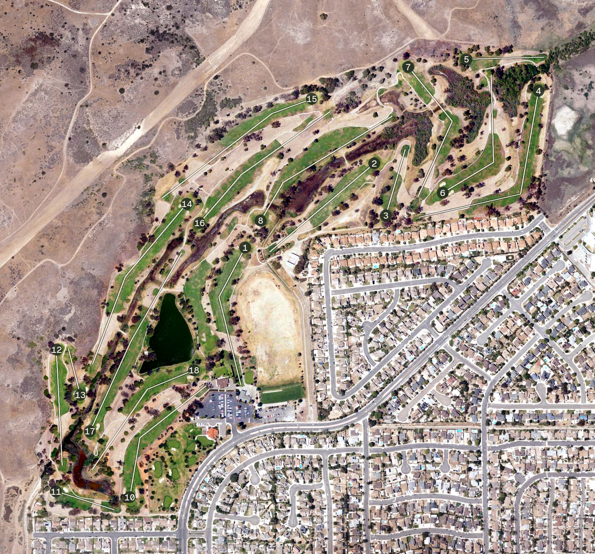 Aerial view of Oceanside Municipal Golf Course, CA