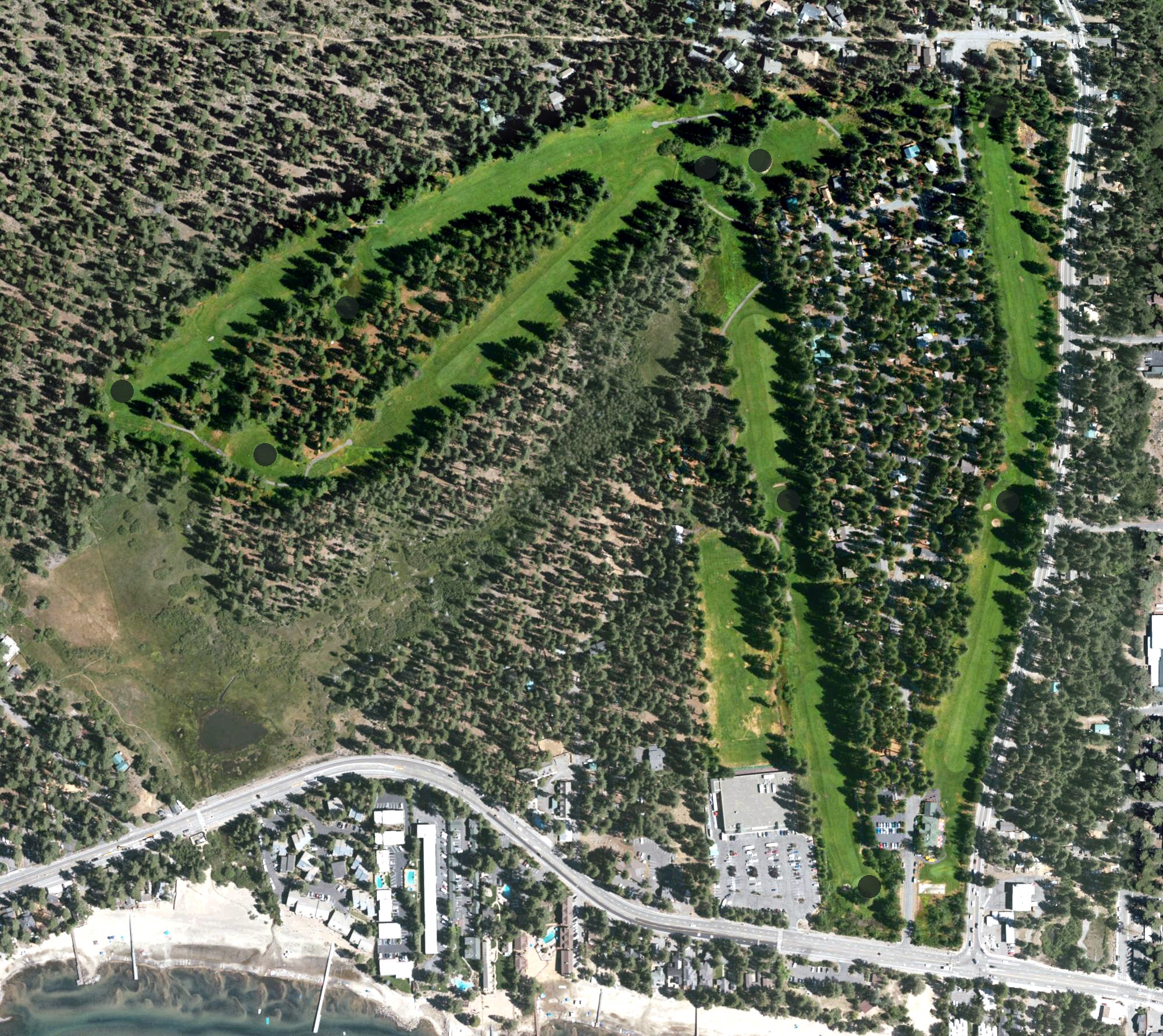 Aerial view of Old Brockway Golf Club, CA