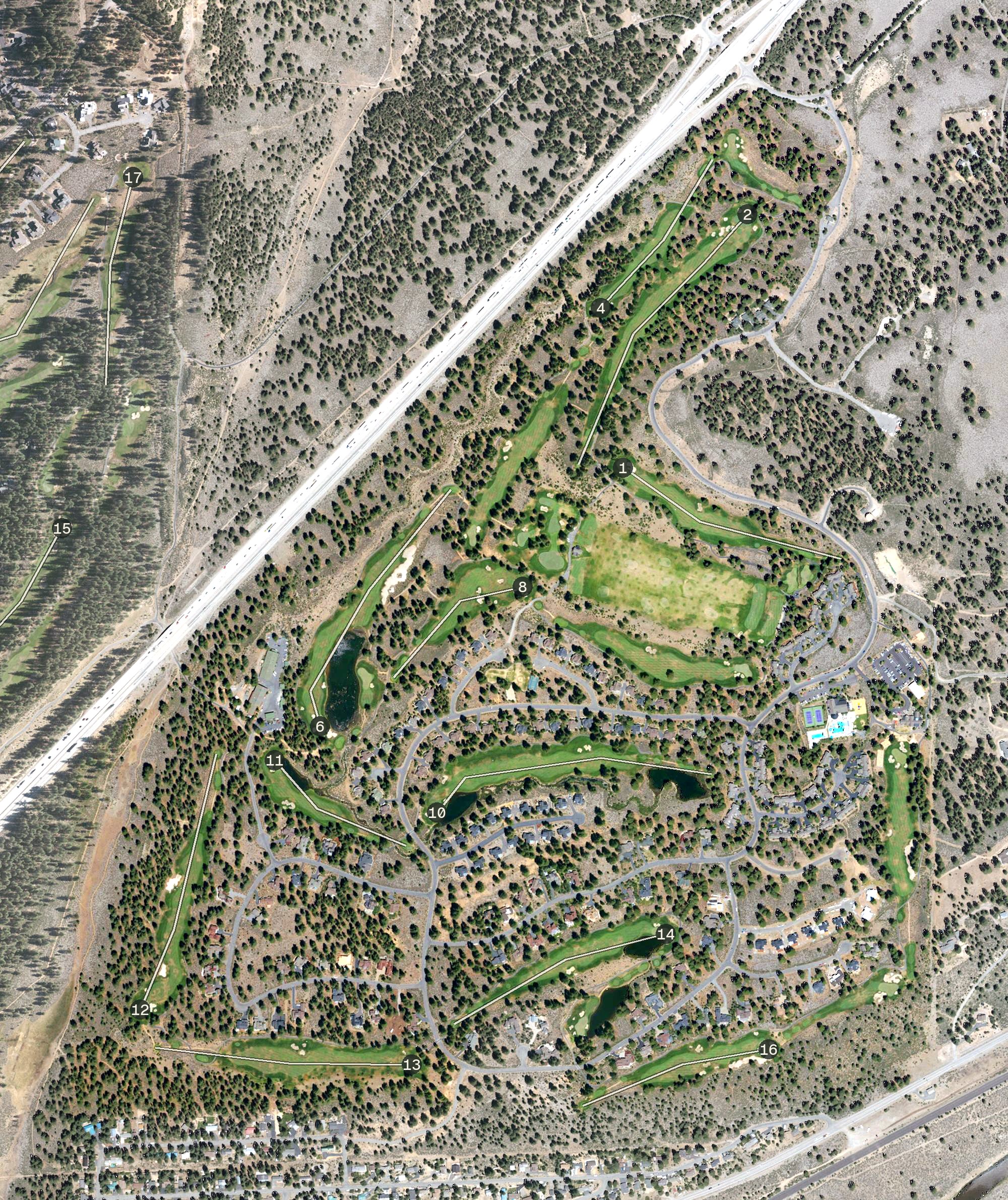 Aerial view of Old Greenwood Golf Course, CA