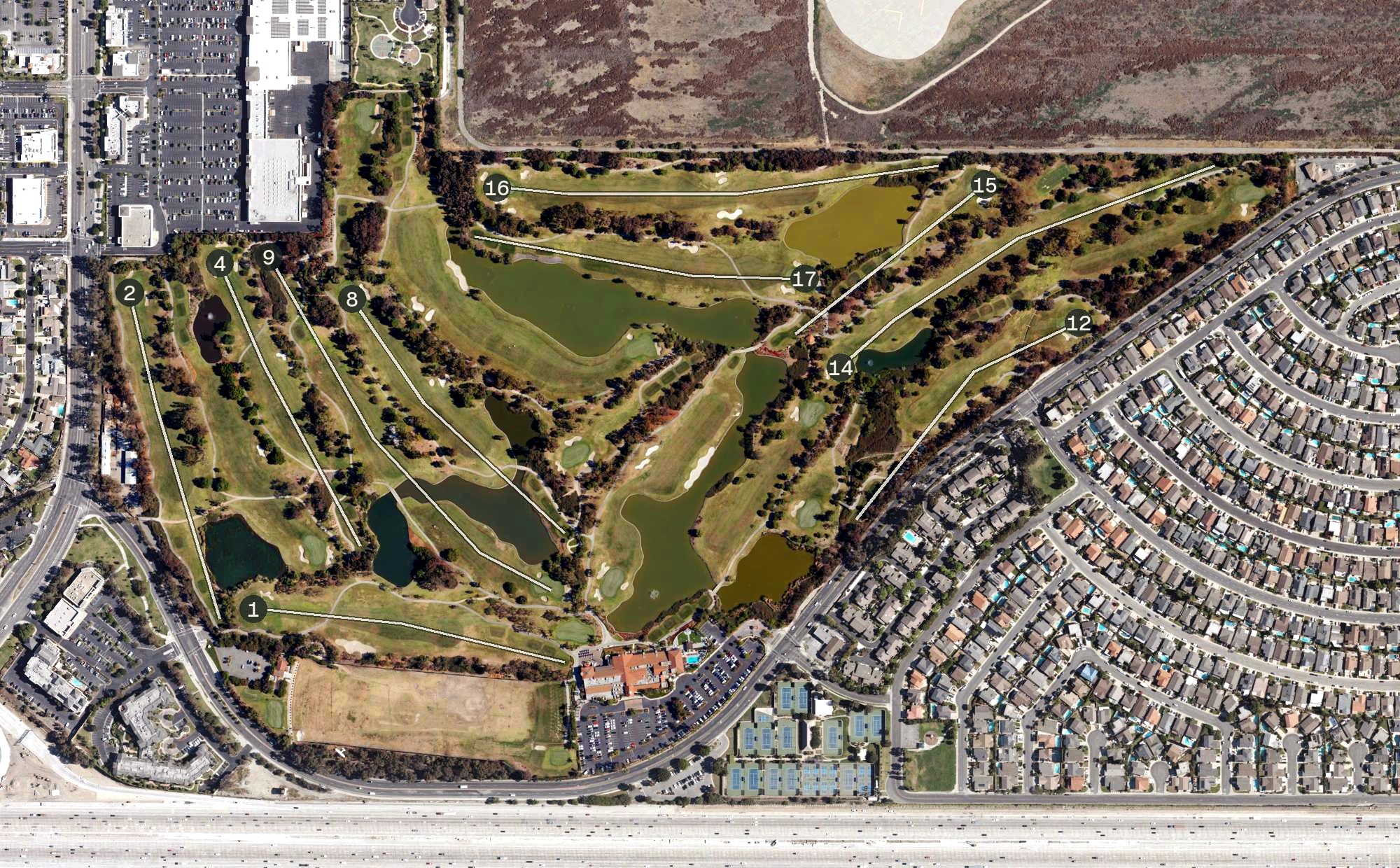 Aerial view of Old Ranch Country Club, CA