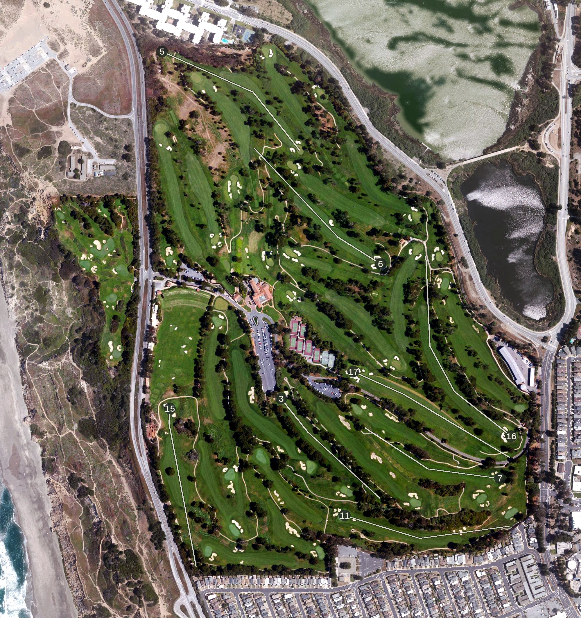 Aerial view of Olympic Club Golf Course, CA