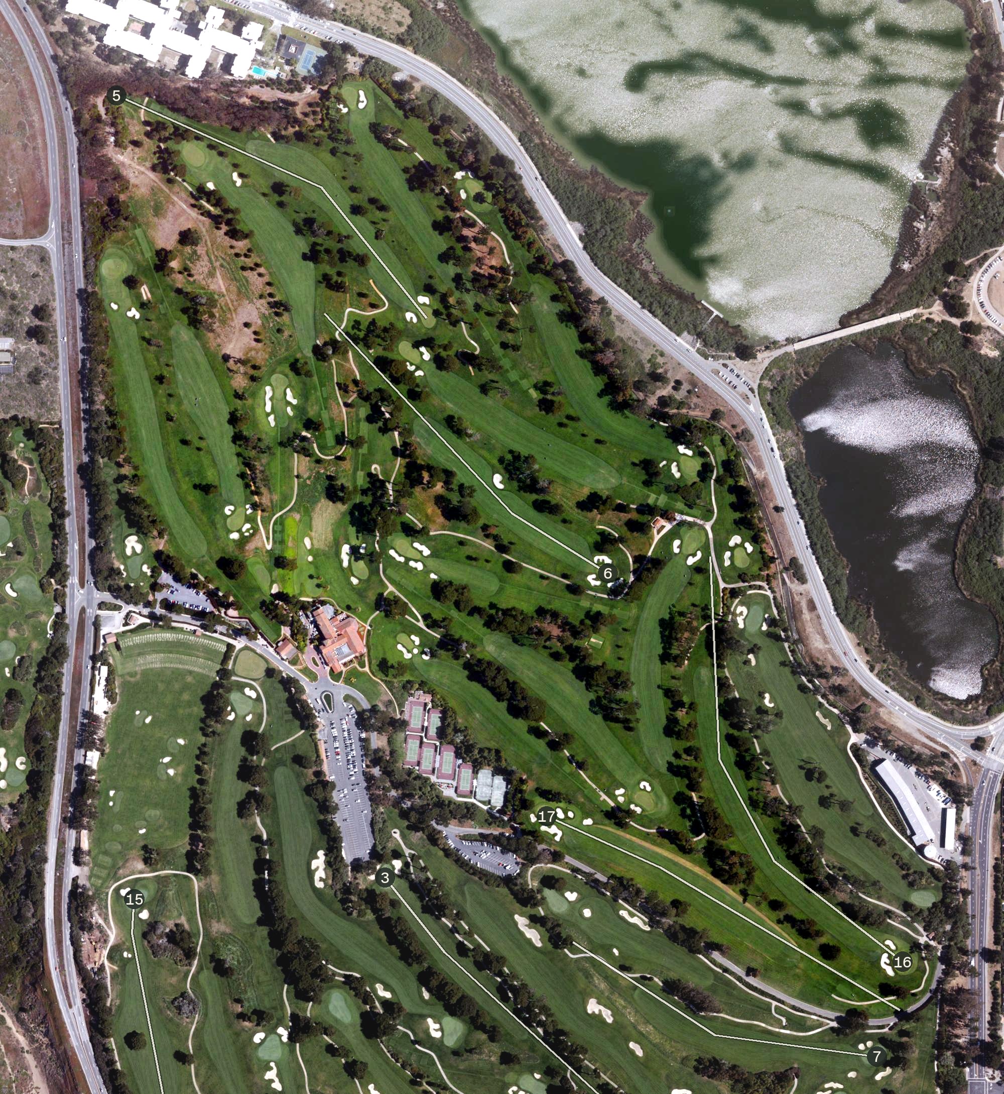 Aerial view of Olympic Club Lake Course, CA
