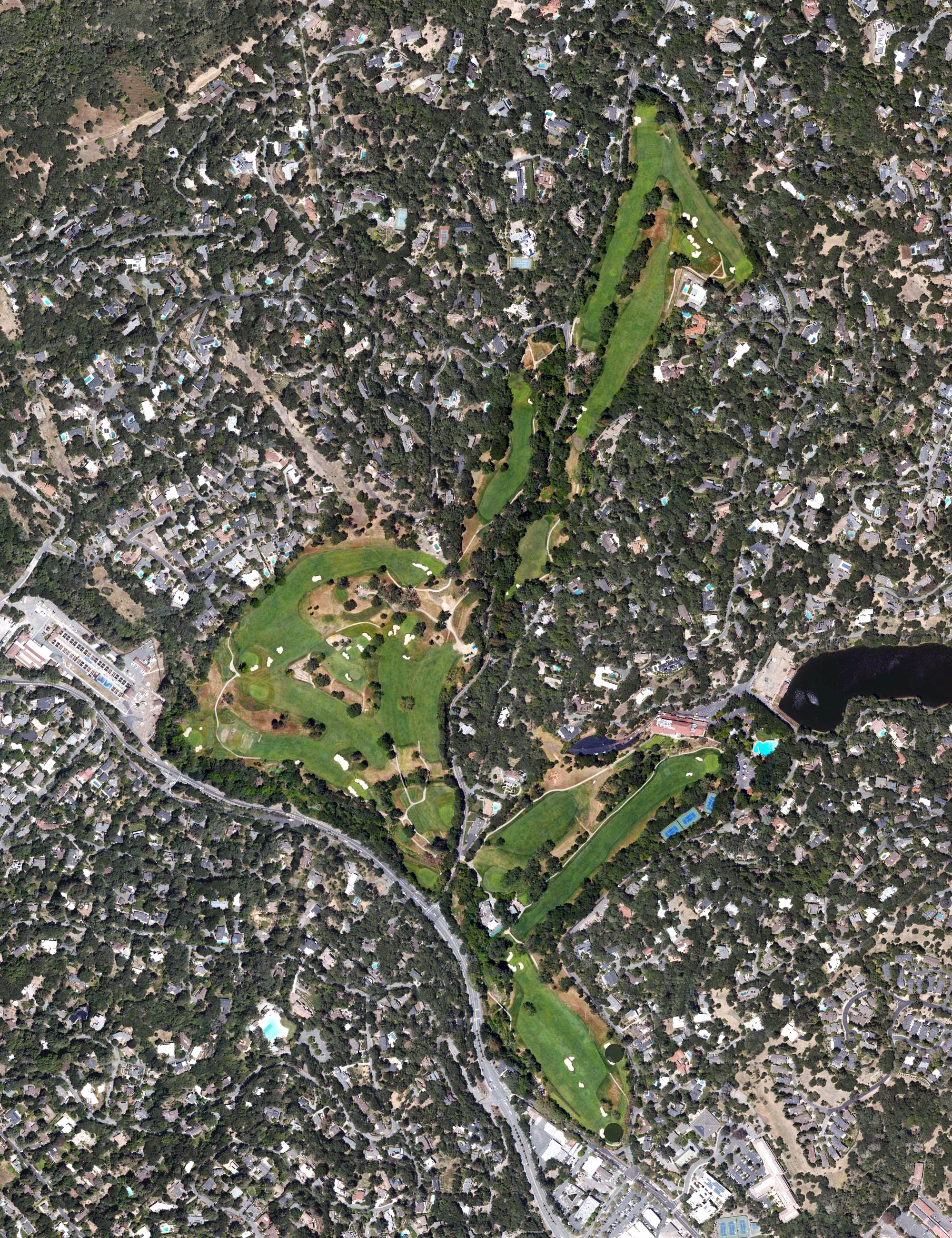Aerial view of Orinda Country Club, CA