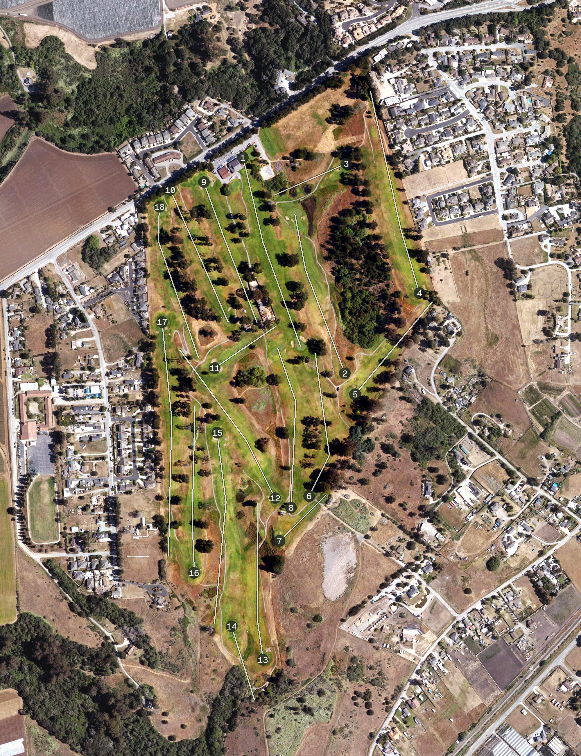 Aerial view of Pajaro Valley Golf Club, CA