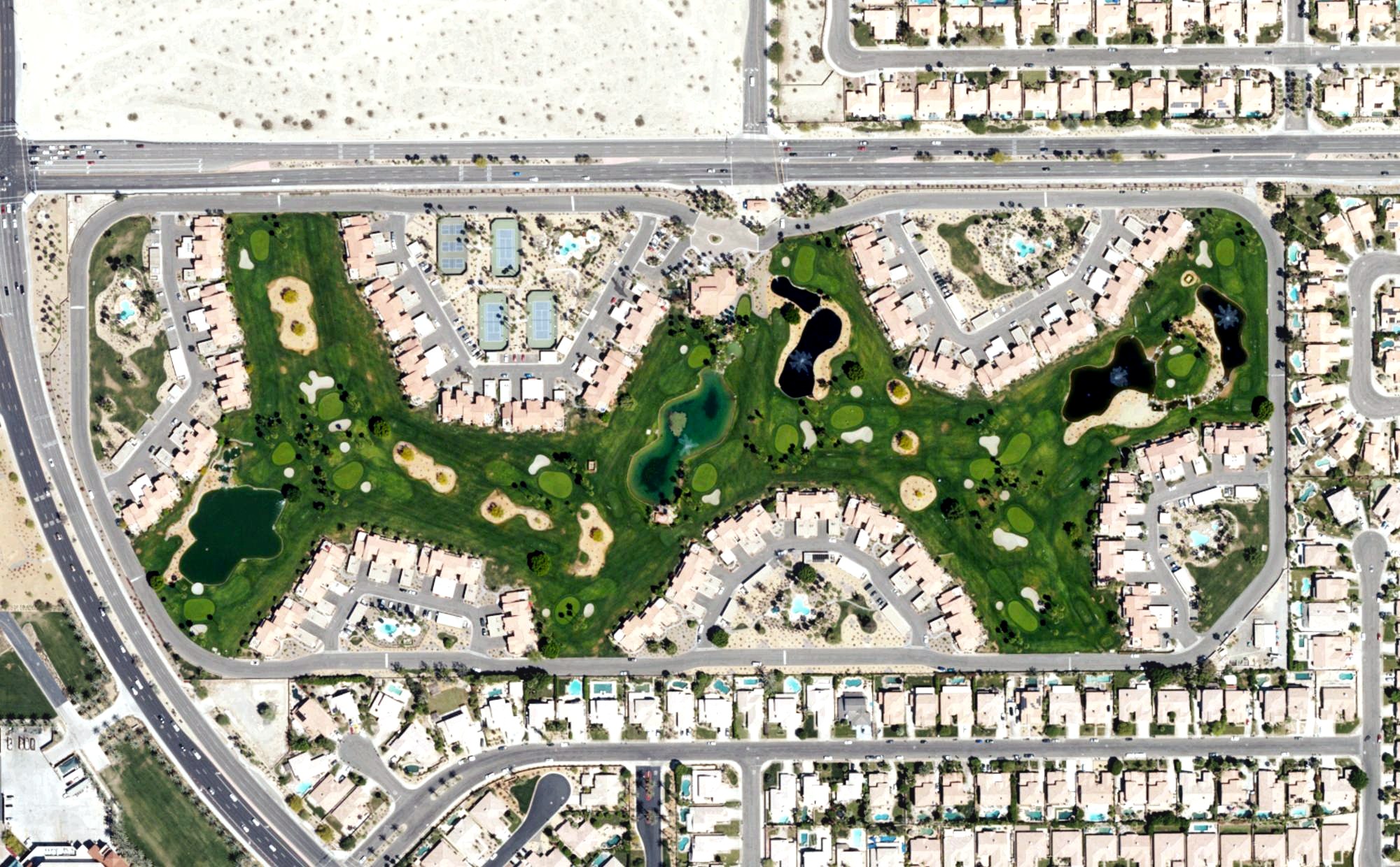 Aerial view of Palm Royale Country Club, CA