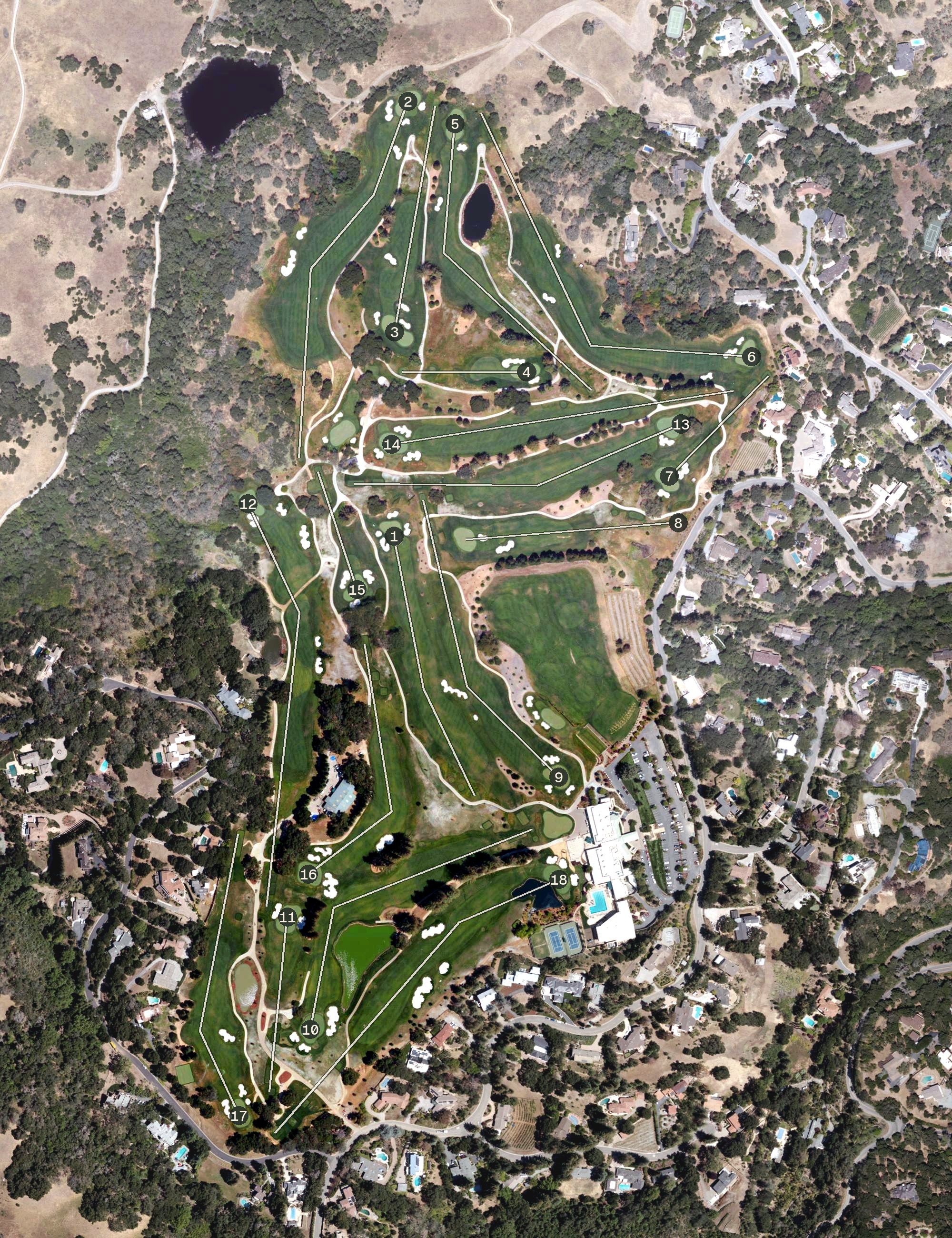 Aerial view of Palo Alto Hills Golf Course and Country Club, CA