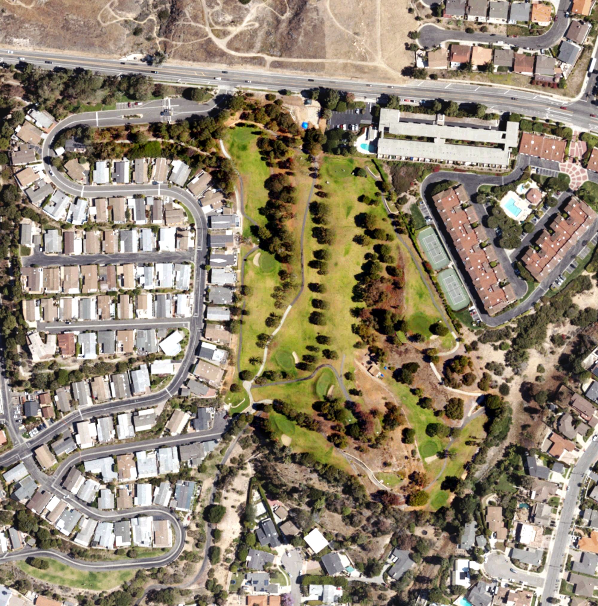 Aerial view of Palos Verdes Shores Golf Course, CA