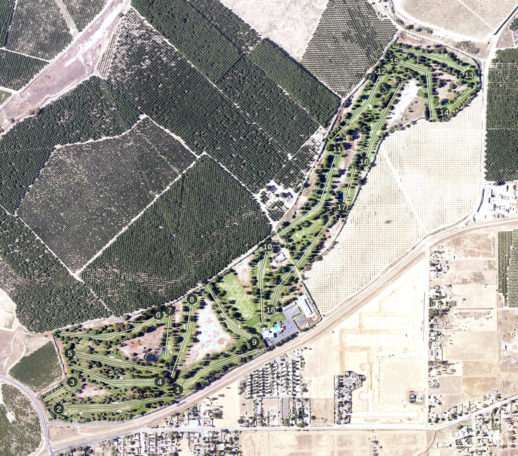 Aerial view of Peach Tree Golf & Country Club, CA