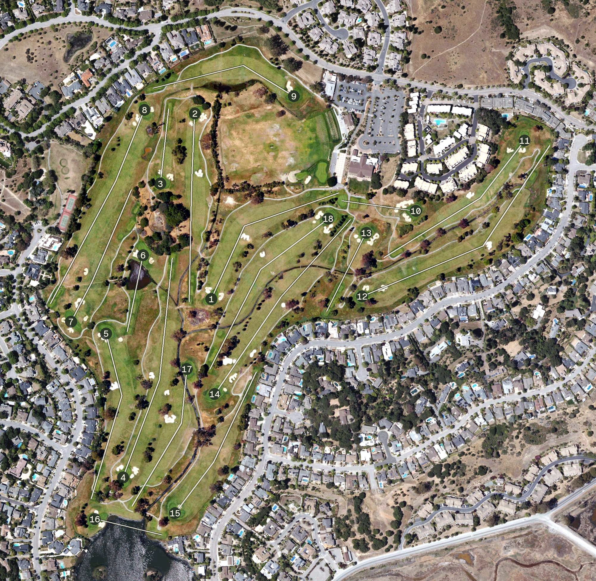 Aerial view of Peacock Gap Golf Country Club, CA
