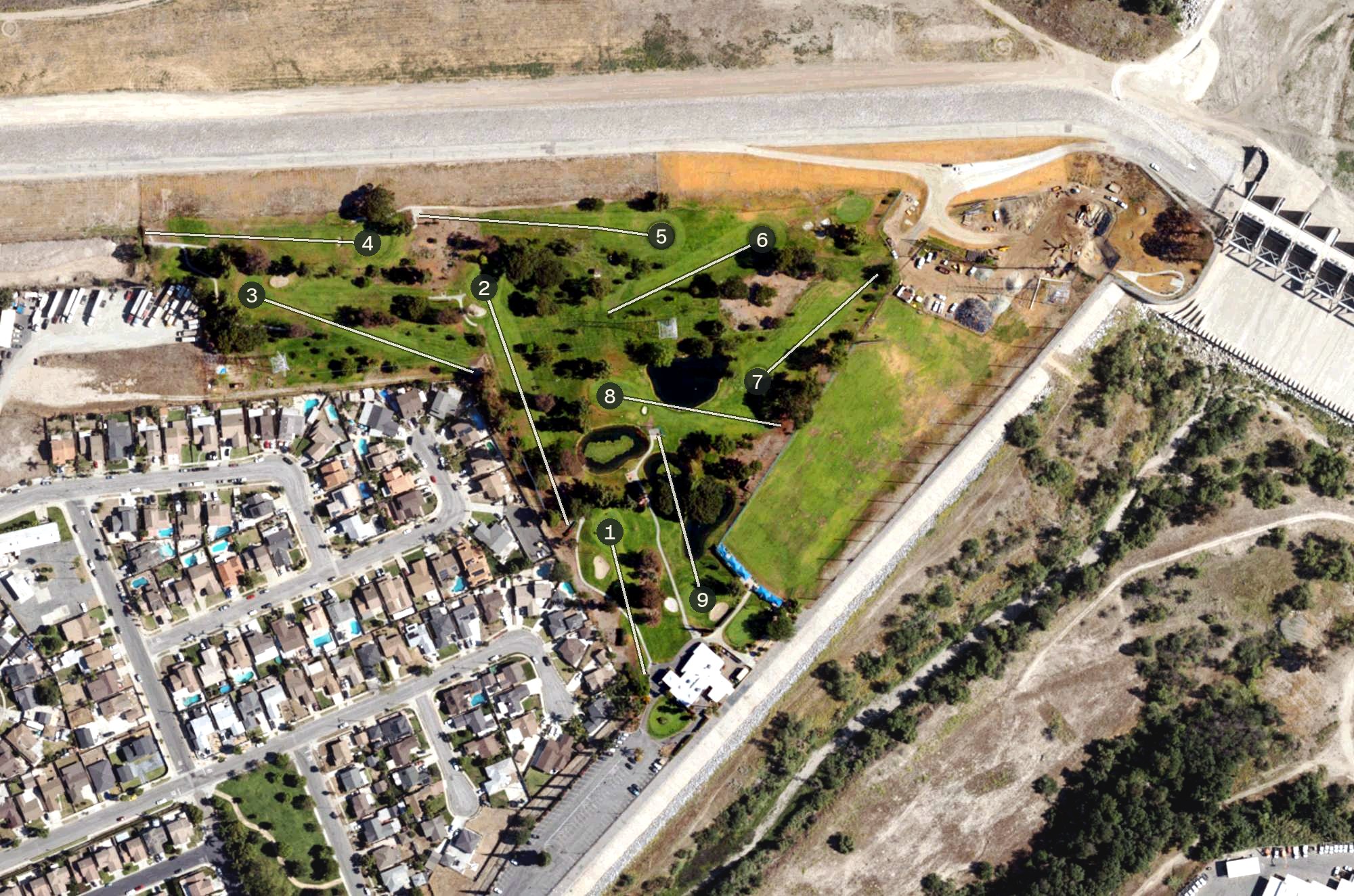 Aerial view of Pico Rivera Golf Club, CA