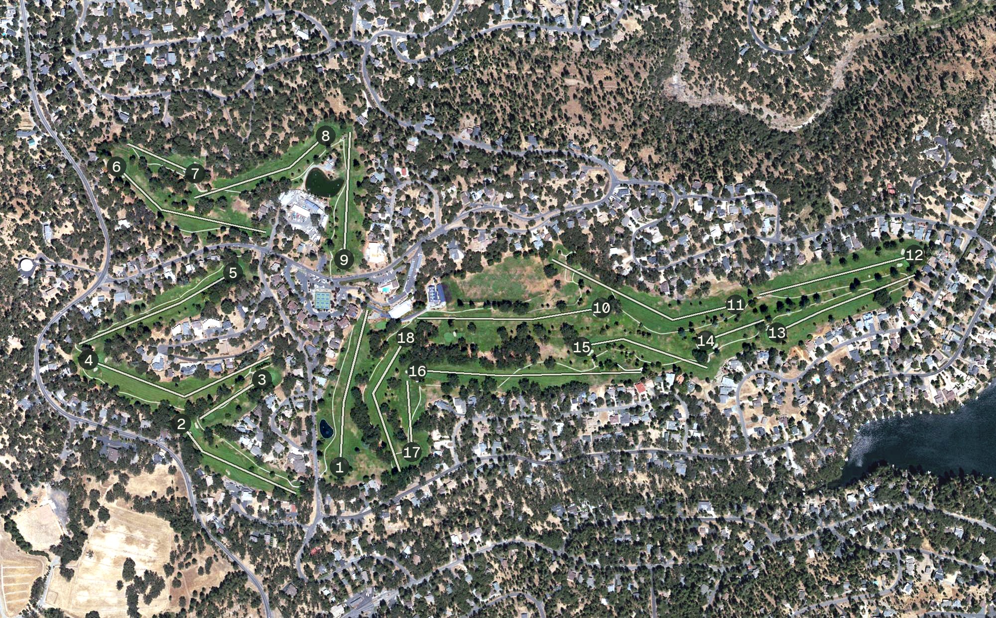 Aerial view of Pine Mountain Lake Golf Course, CA