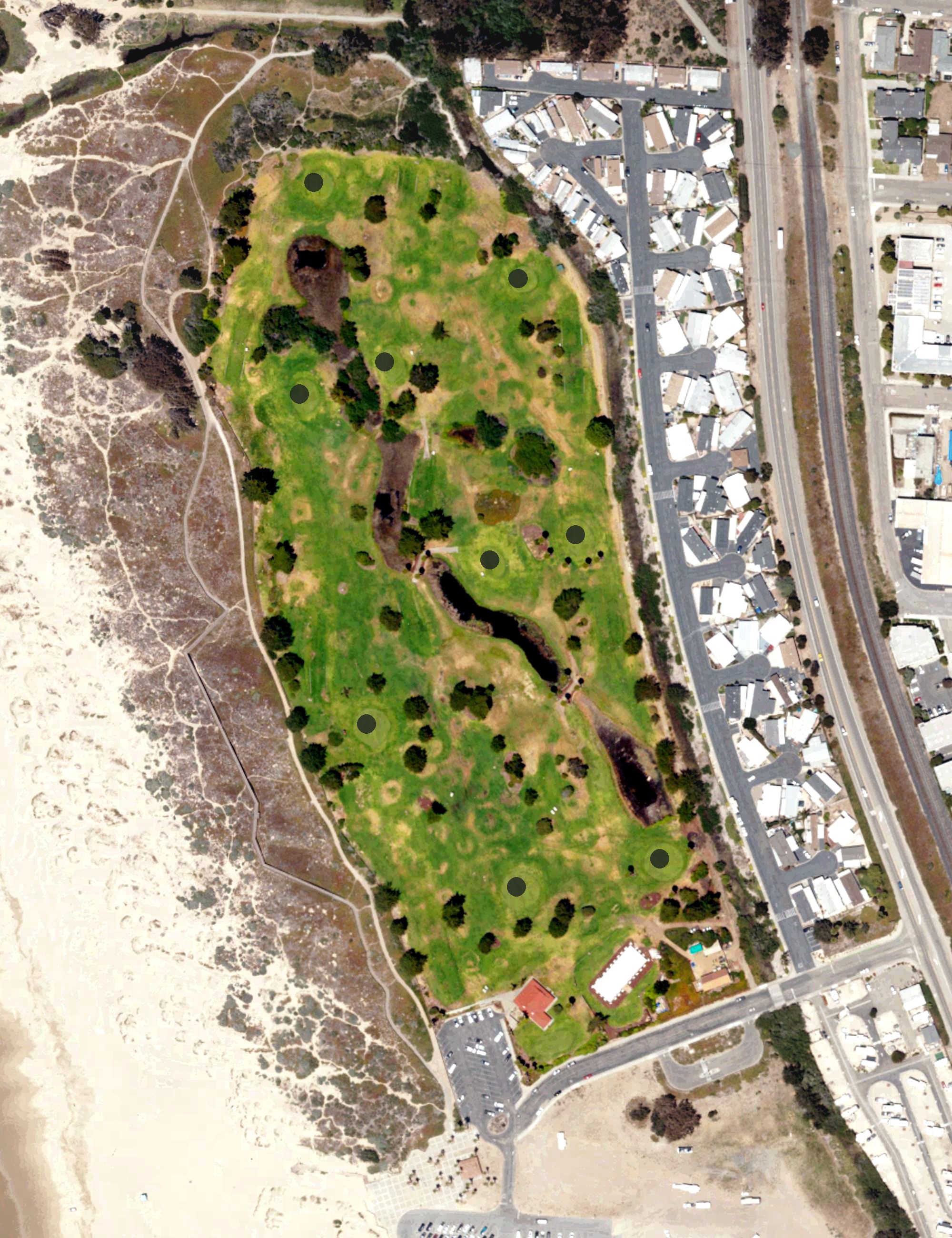 Aerial view of Pismo State Beach Golf Course, CA