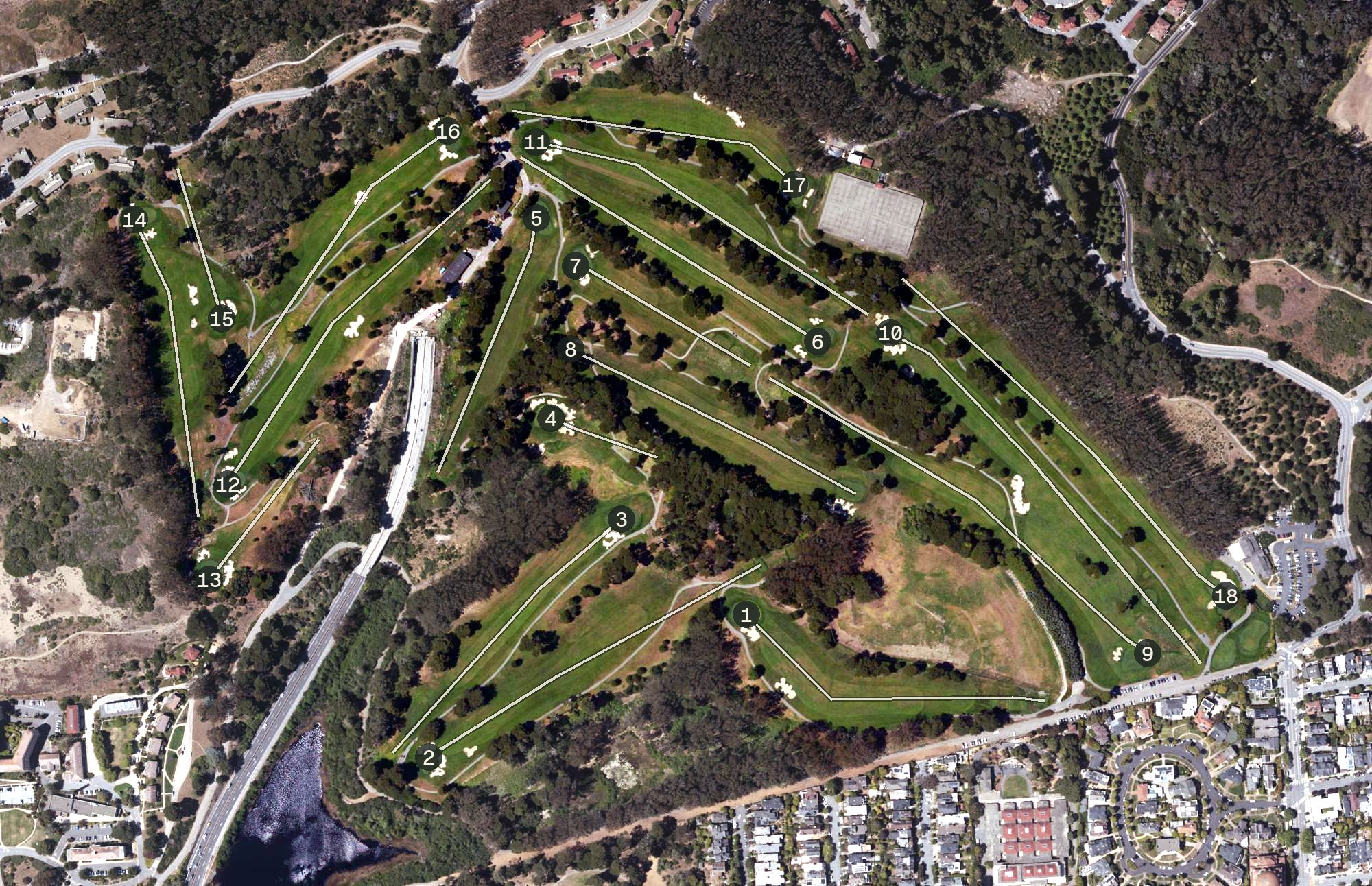 Aerial view of Presidio Golf Course, CA