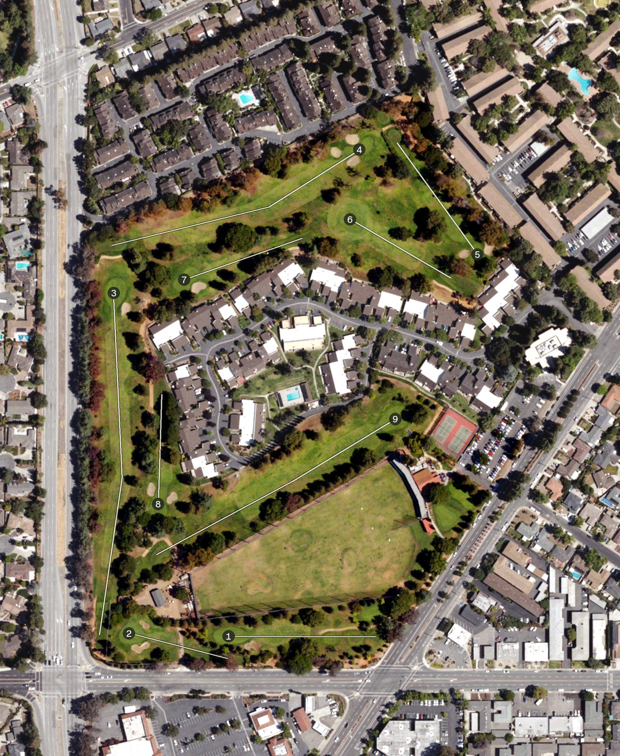 Aerial view of Pruneridge Golf Club, CA