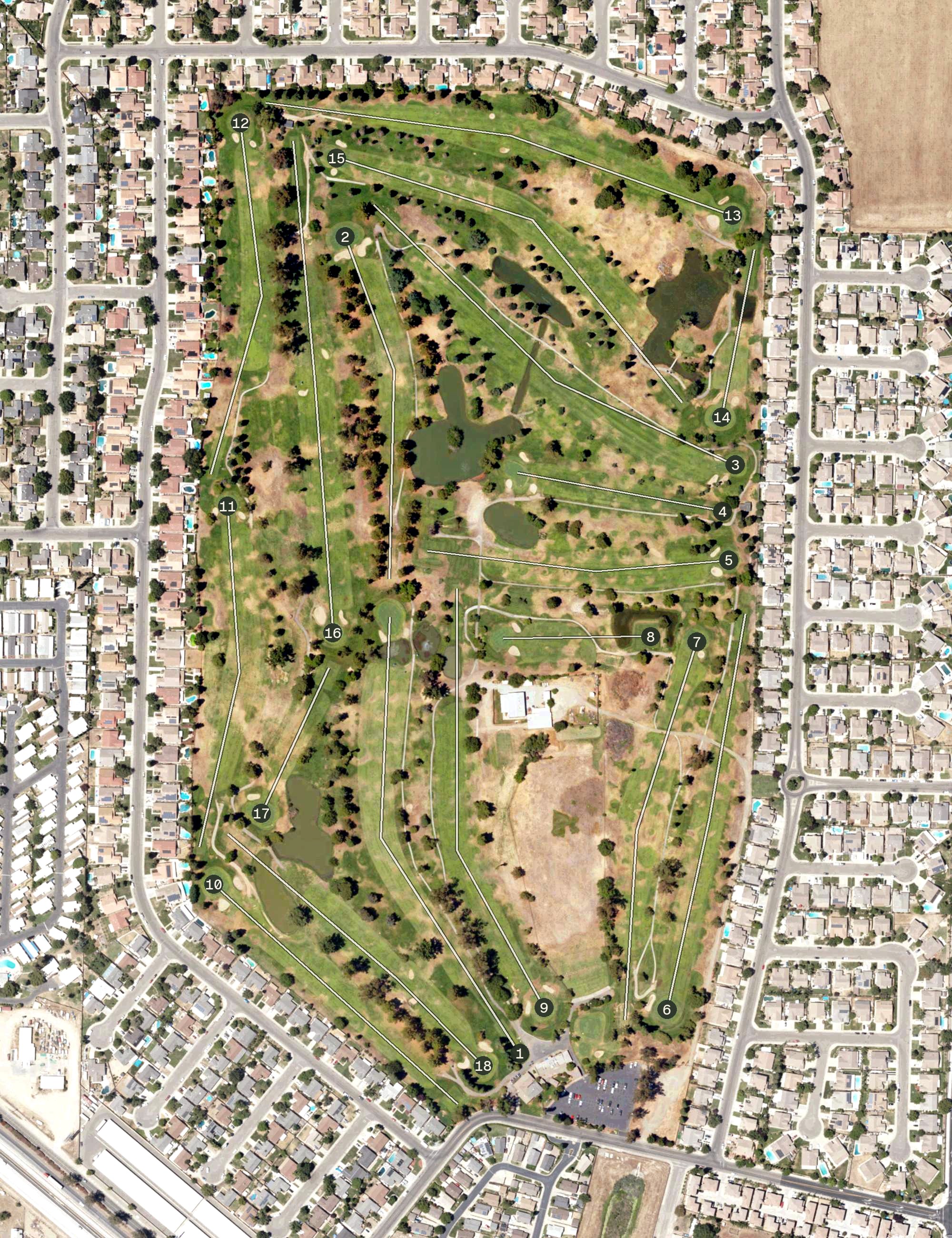 Aerial view of Rancho del Rey Golf Course, CA