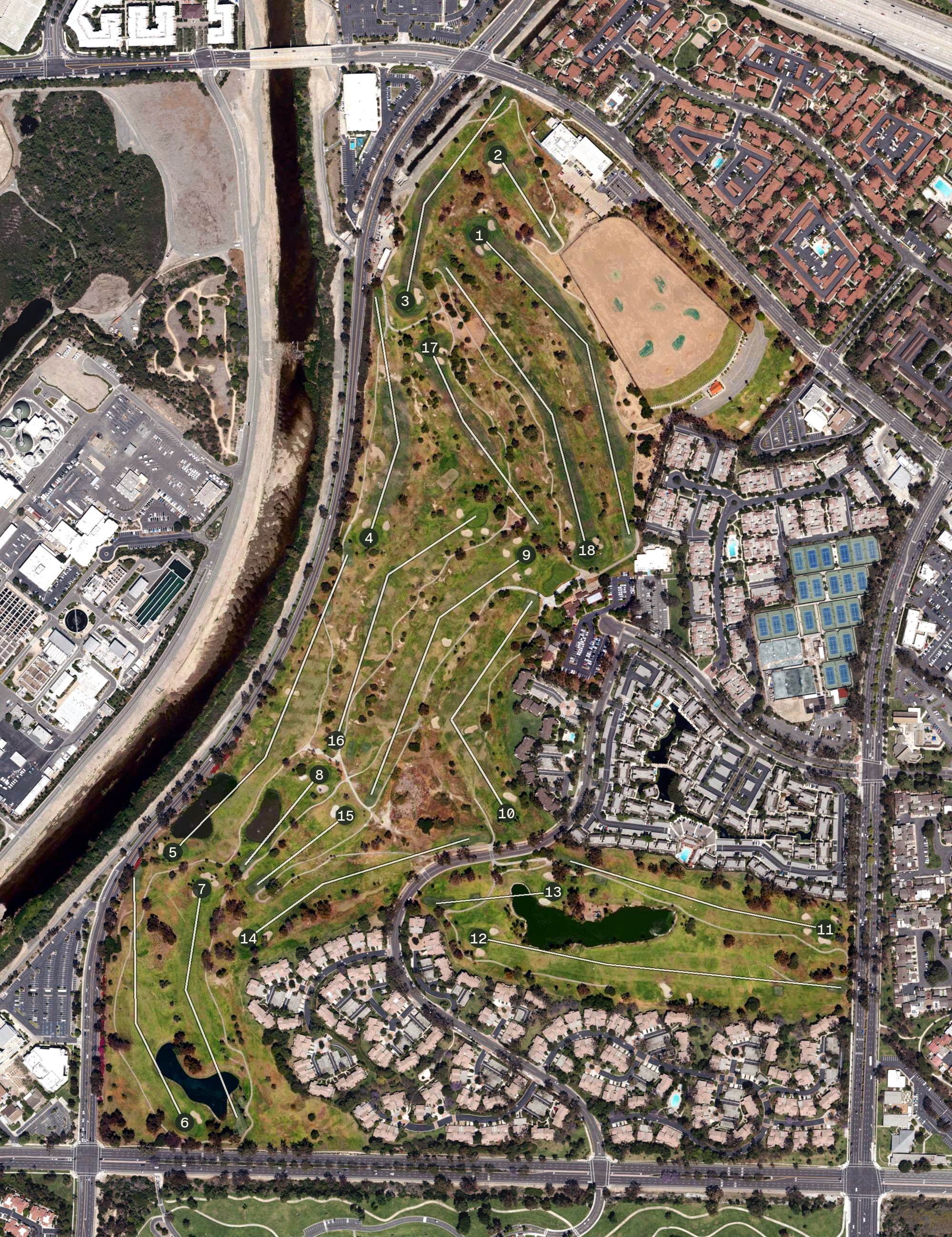 Aerial view of Rancho Irvine Golf Course, CA